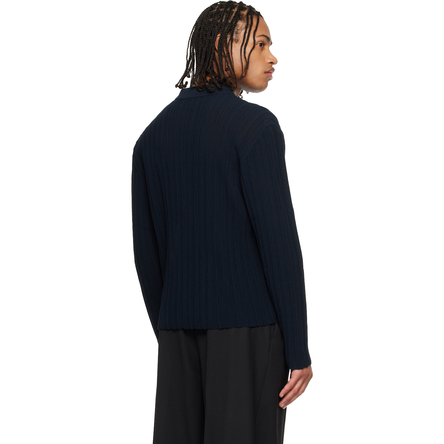  Le17septembre Navy Ribbed Cardigan 