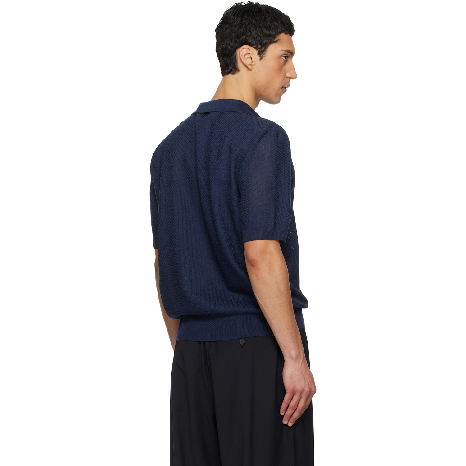  Le17septembre Navy Layered Neck Knit Polo 