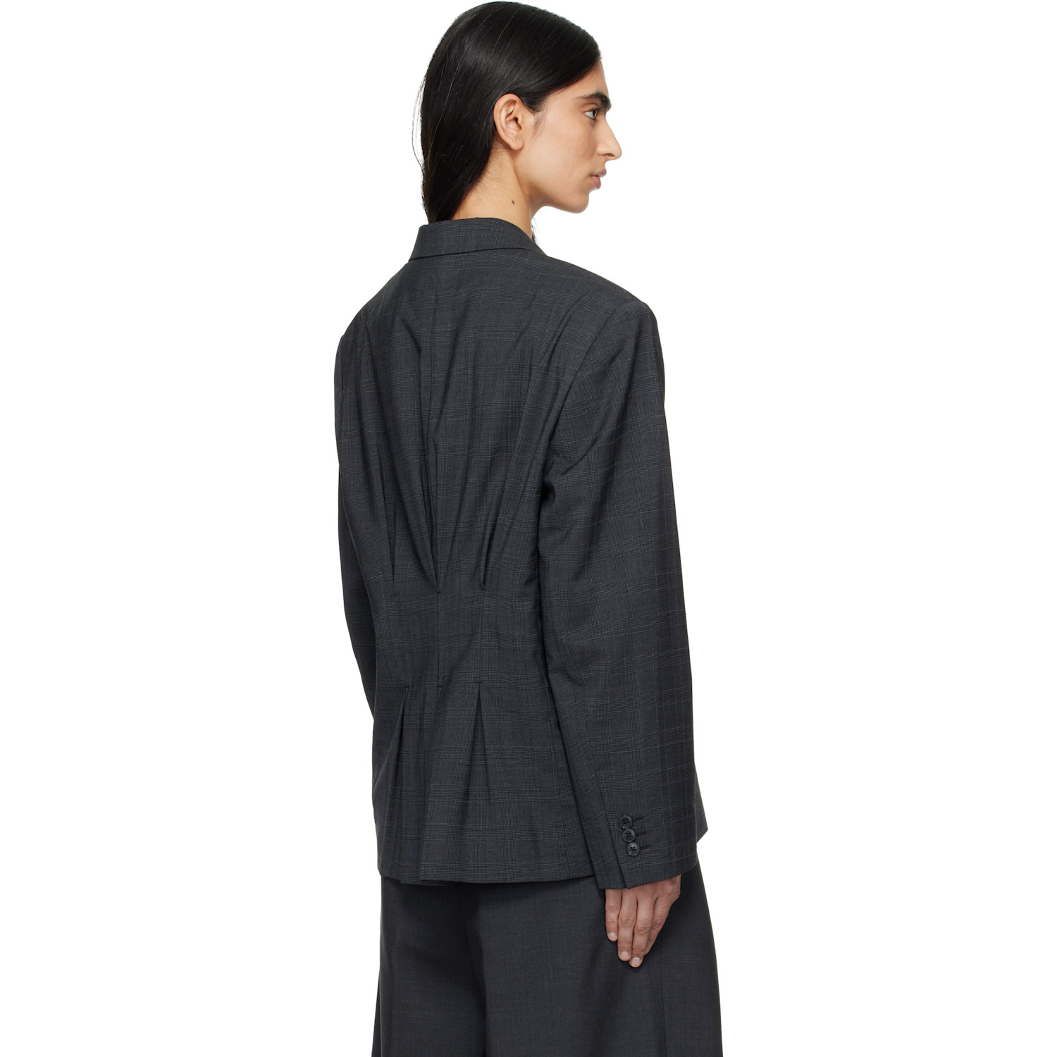  Mfpen Gray Inverted Pleat Blazer 