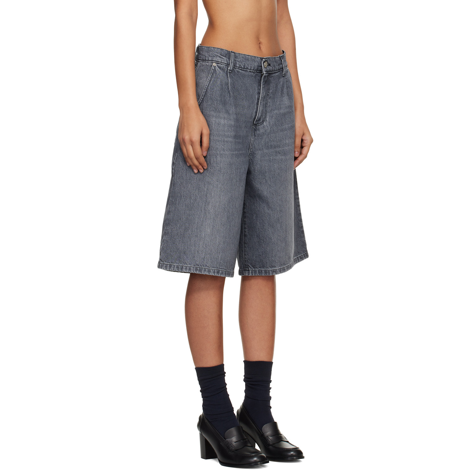  Mfpen Gray Rivet Denim Shorts 