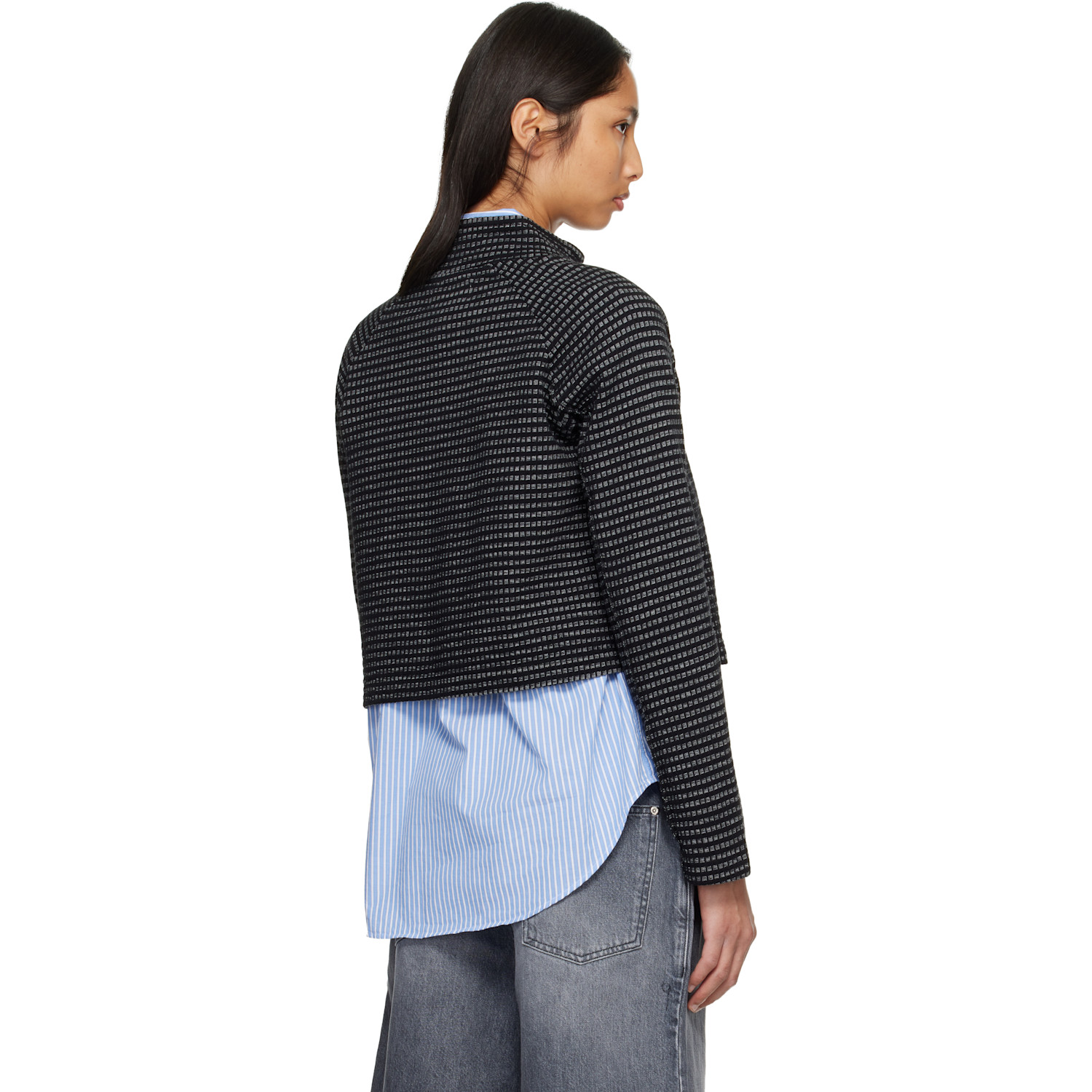 Mfpen Black Cropped Leisure Zip Up Sweater 