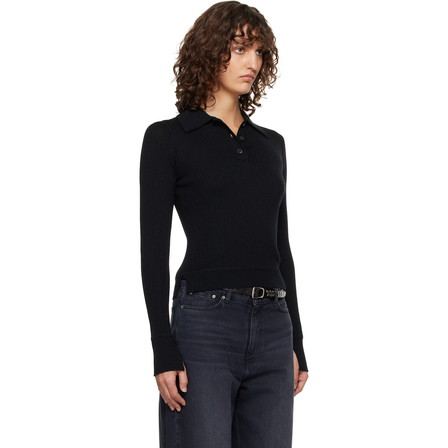  Mfpen Black Partial Placket Polo 