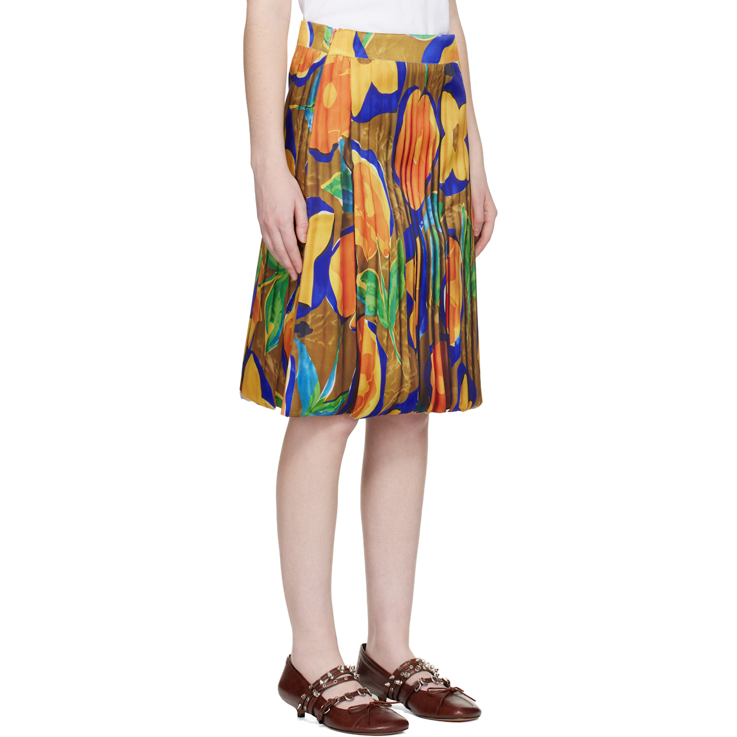  Abra Multicolor Trompe L'oeil Midi Skirt 