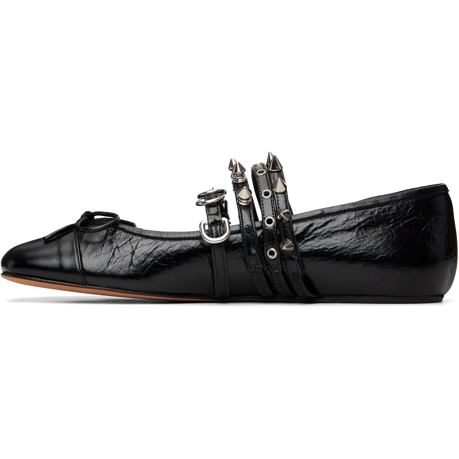  Abra Black Spike Ballerina Flats 