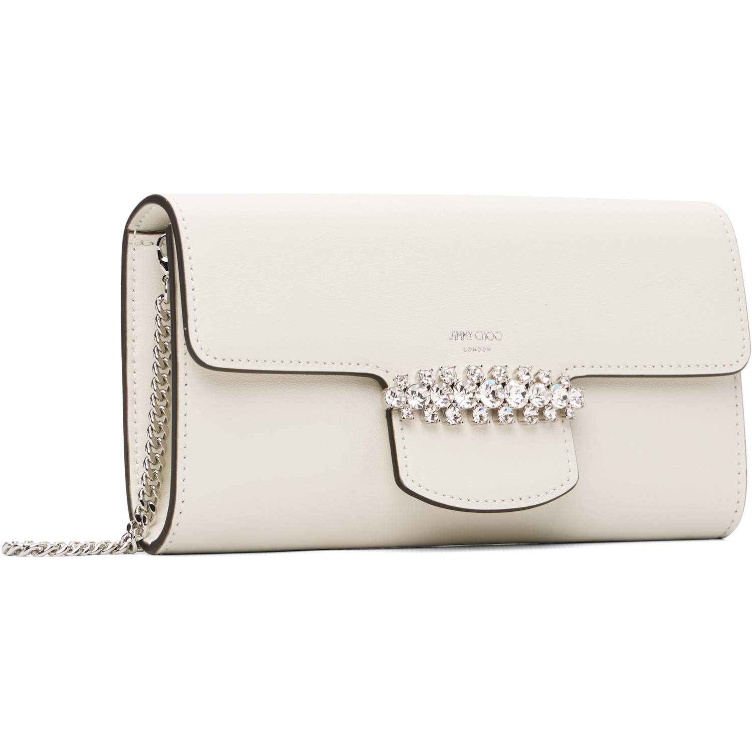  Jimmy Choo White Bing Wallet Chain Bag 