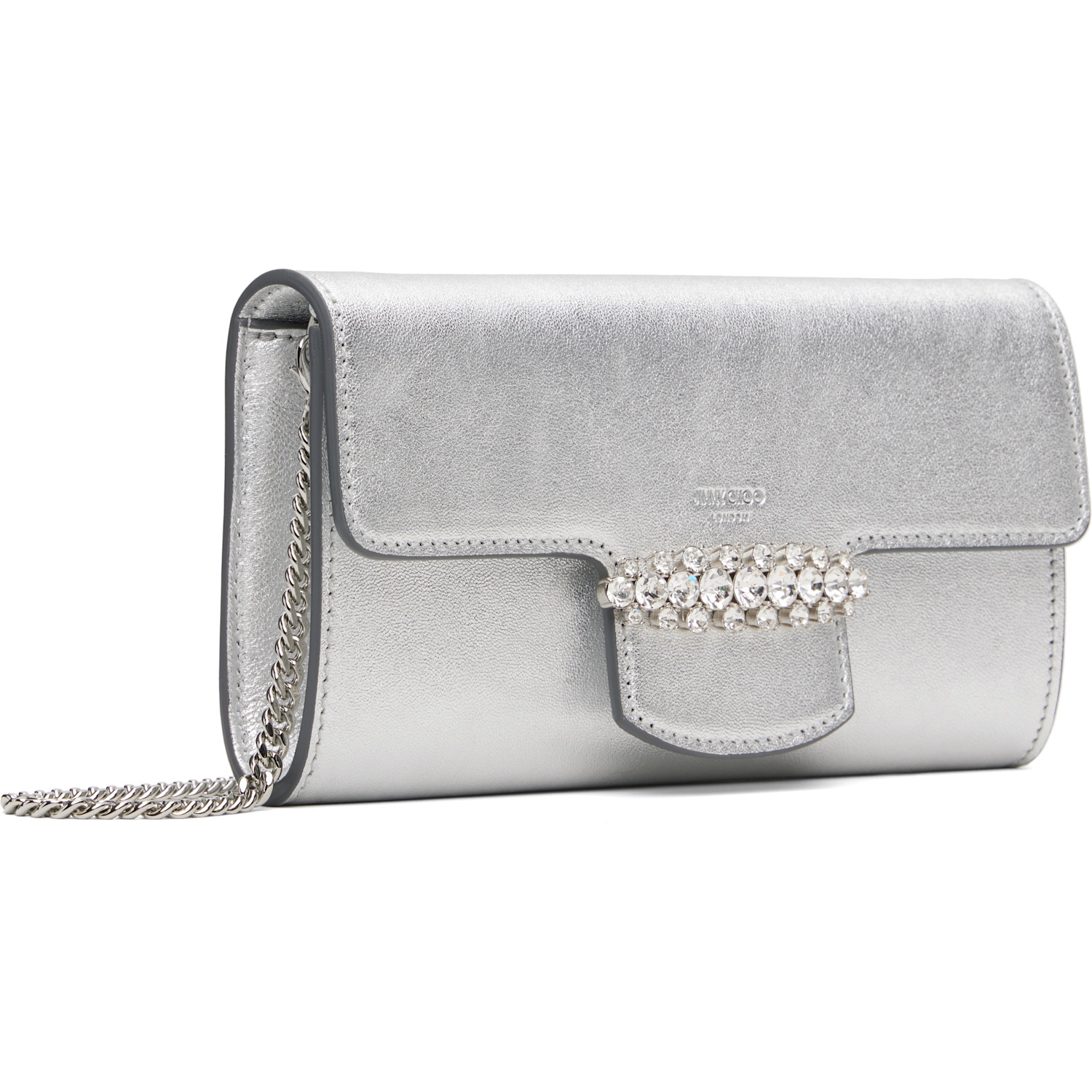  Jimmy Choo Silver Bing Wallet Chain Bag 