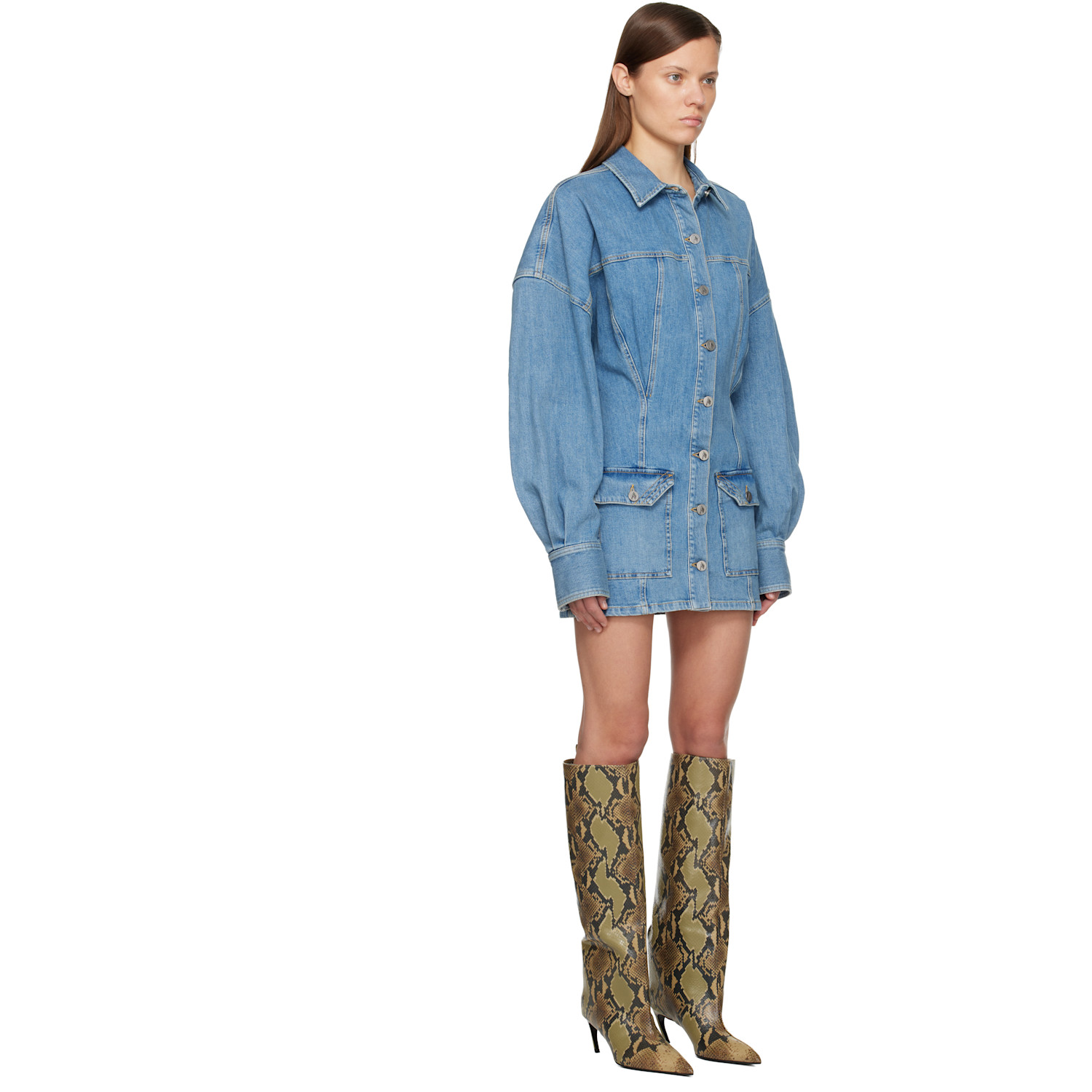  The Attico Blue Washed Denim Minidress 