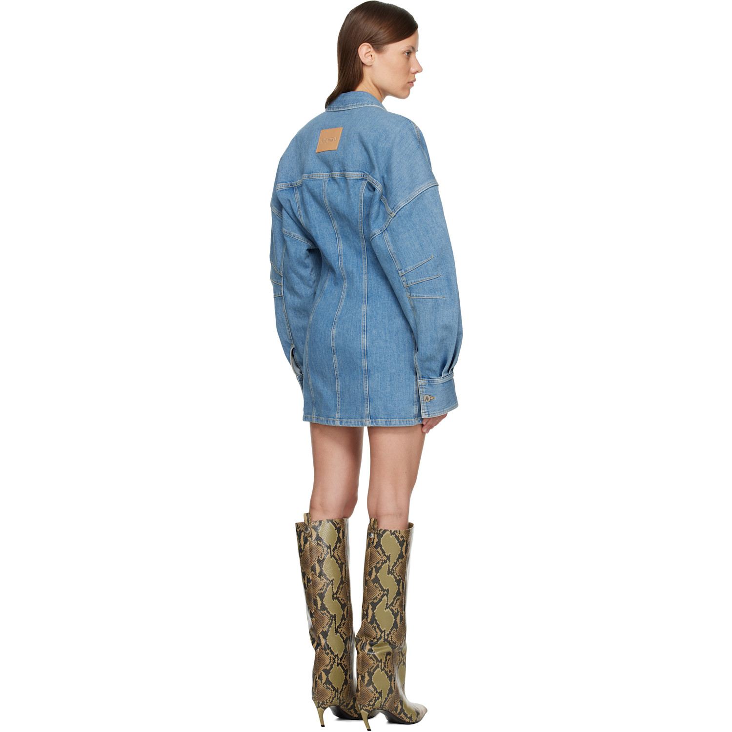  The Attico Blue Washed Denim Minidress 