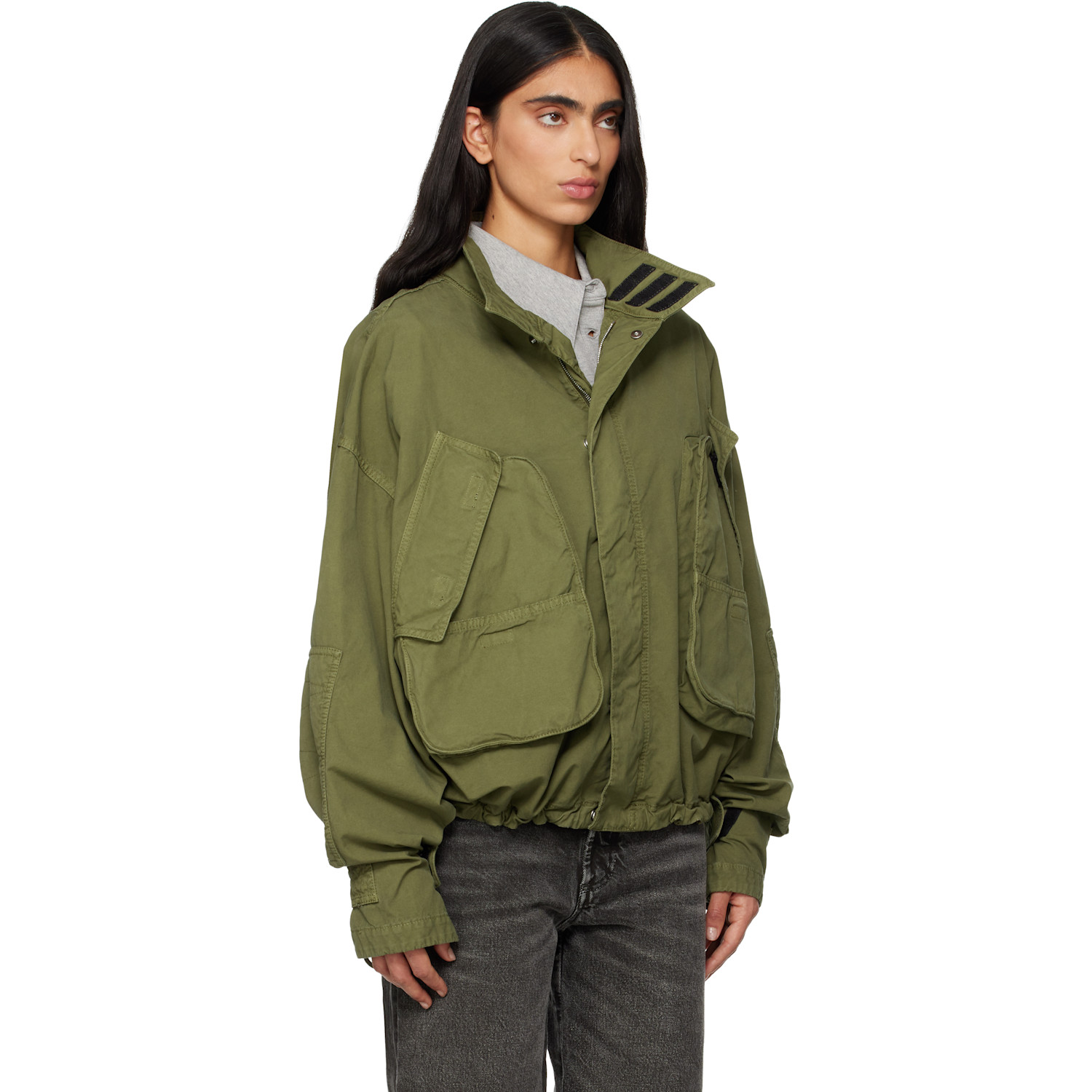  The Attico Green Overdyed Bomber Jacket 