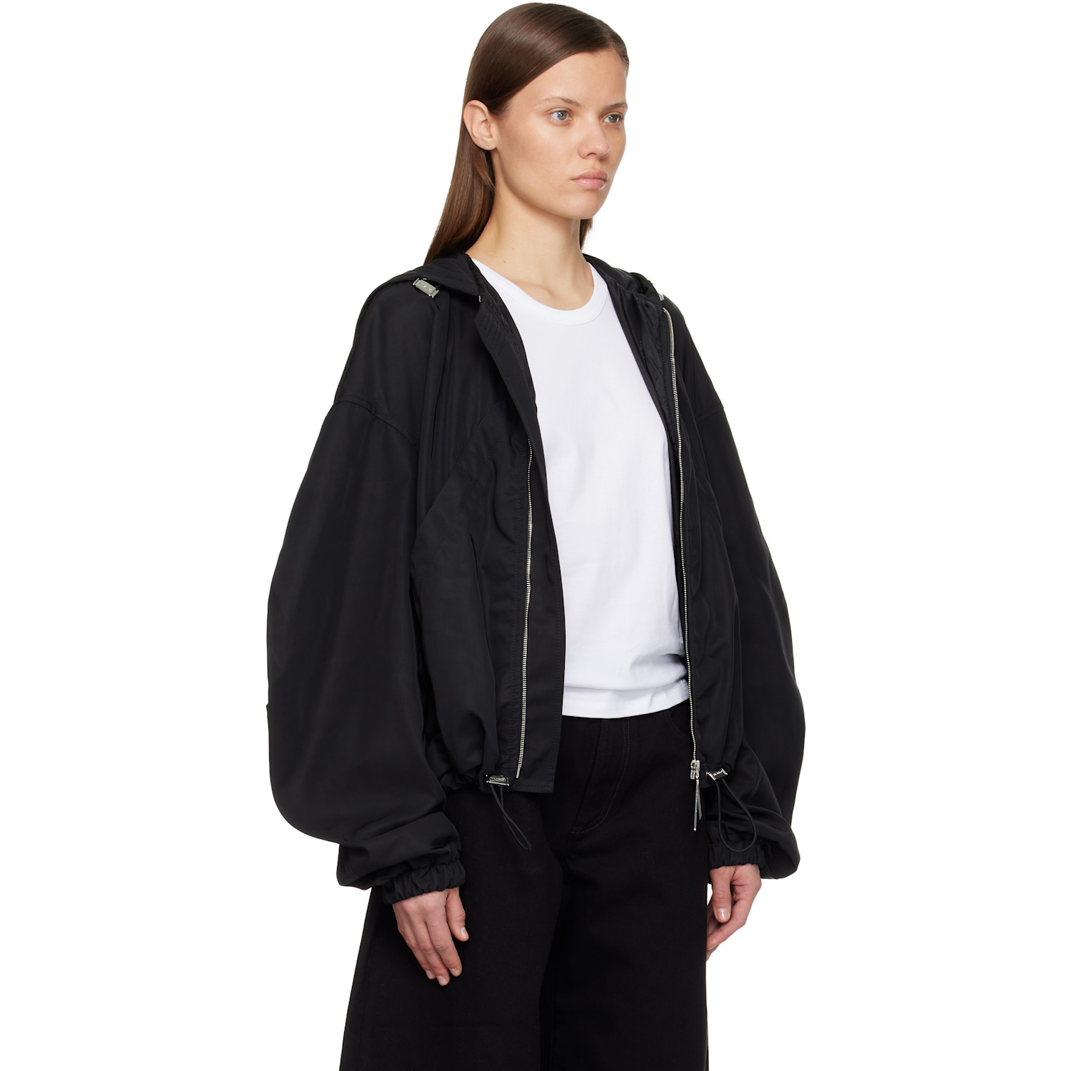  The Attico Black Bomber Jacket 