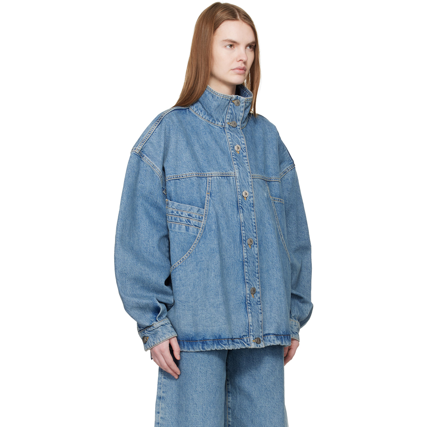  The Attico Blue Washed Denim Bomber Jacket 
