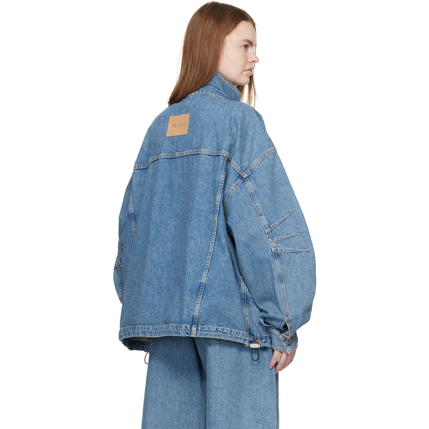  The Attico Blue Washed Denim Bomber Jacket 