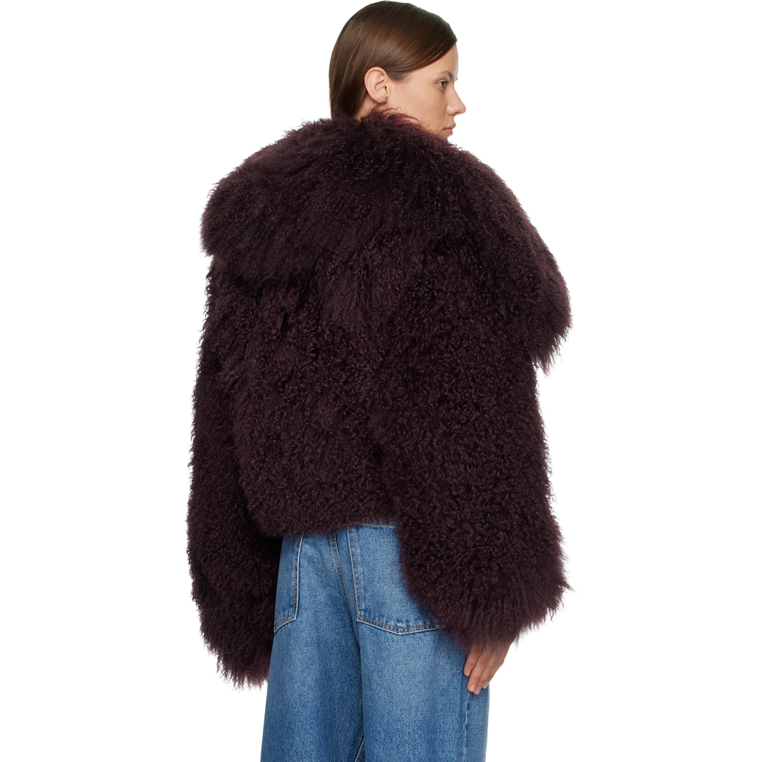  The Attico Burgundy Shearling Bomber Jacket 
