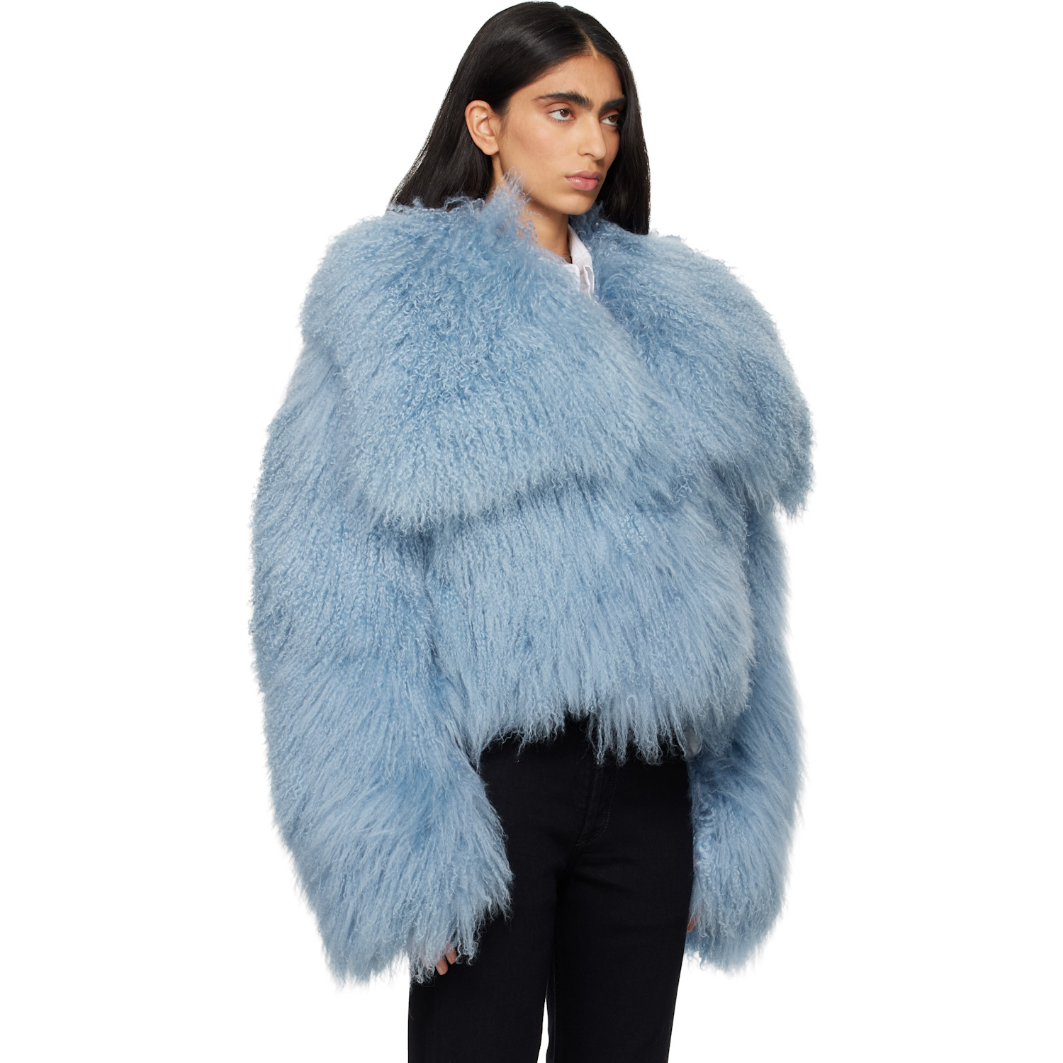  The Attico Blue Shearling Bomber Jacket 