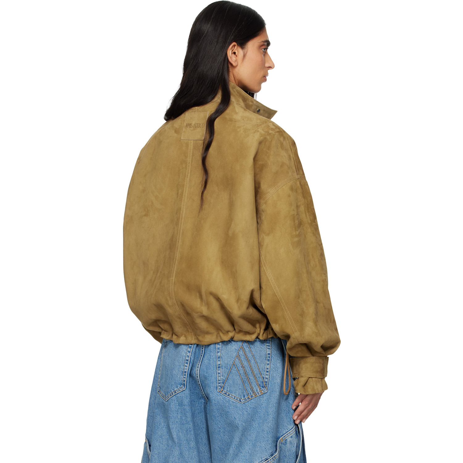  The Attico Tan Suede Bomber Jacket 