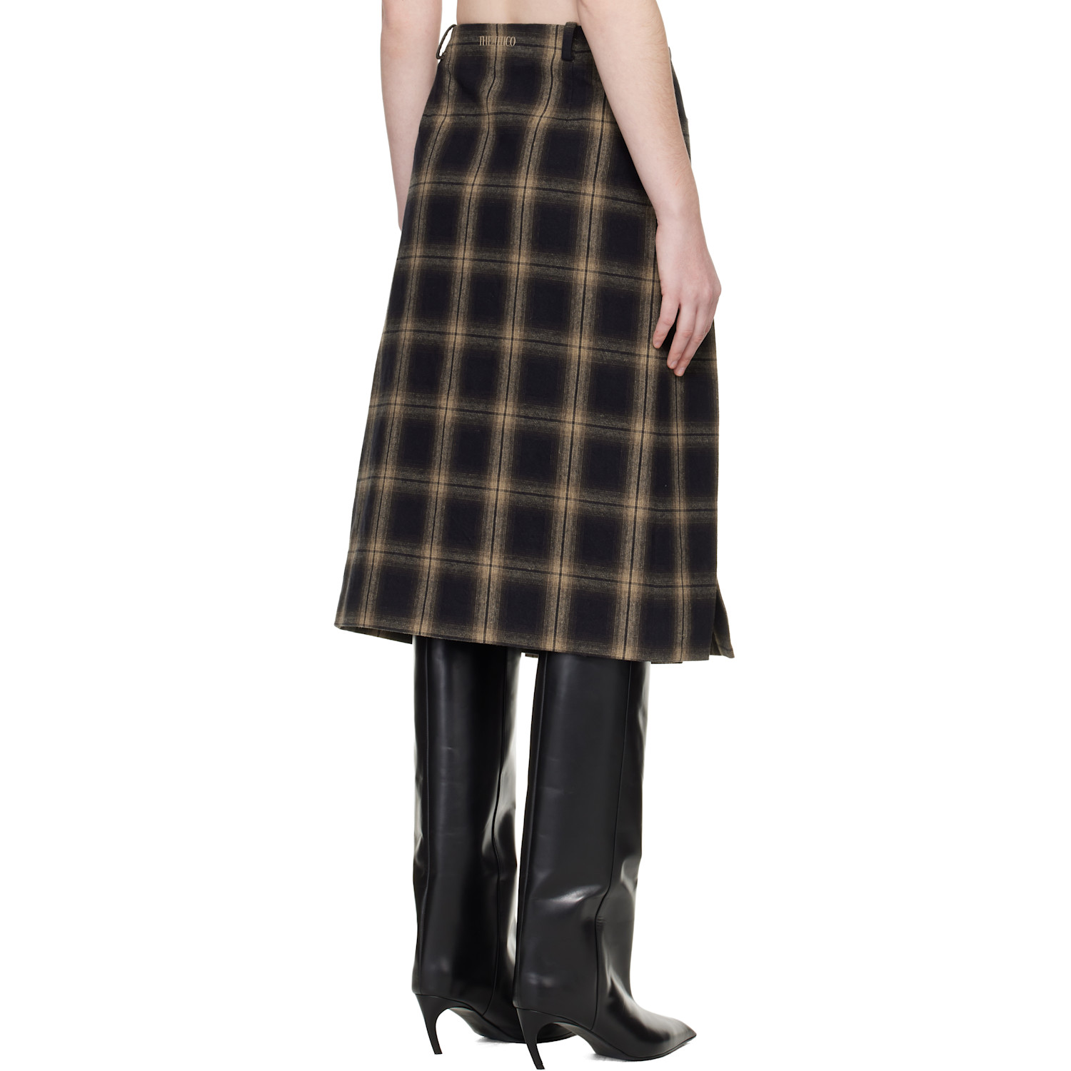  The Attico Brown Brushed Check Midi Skirt 