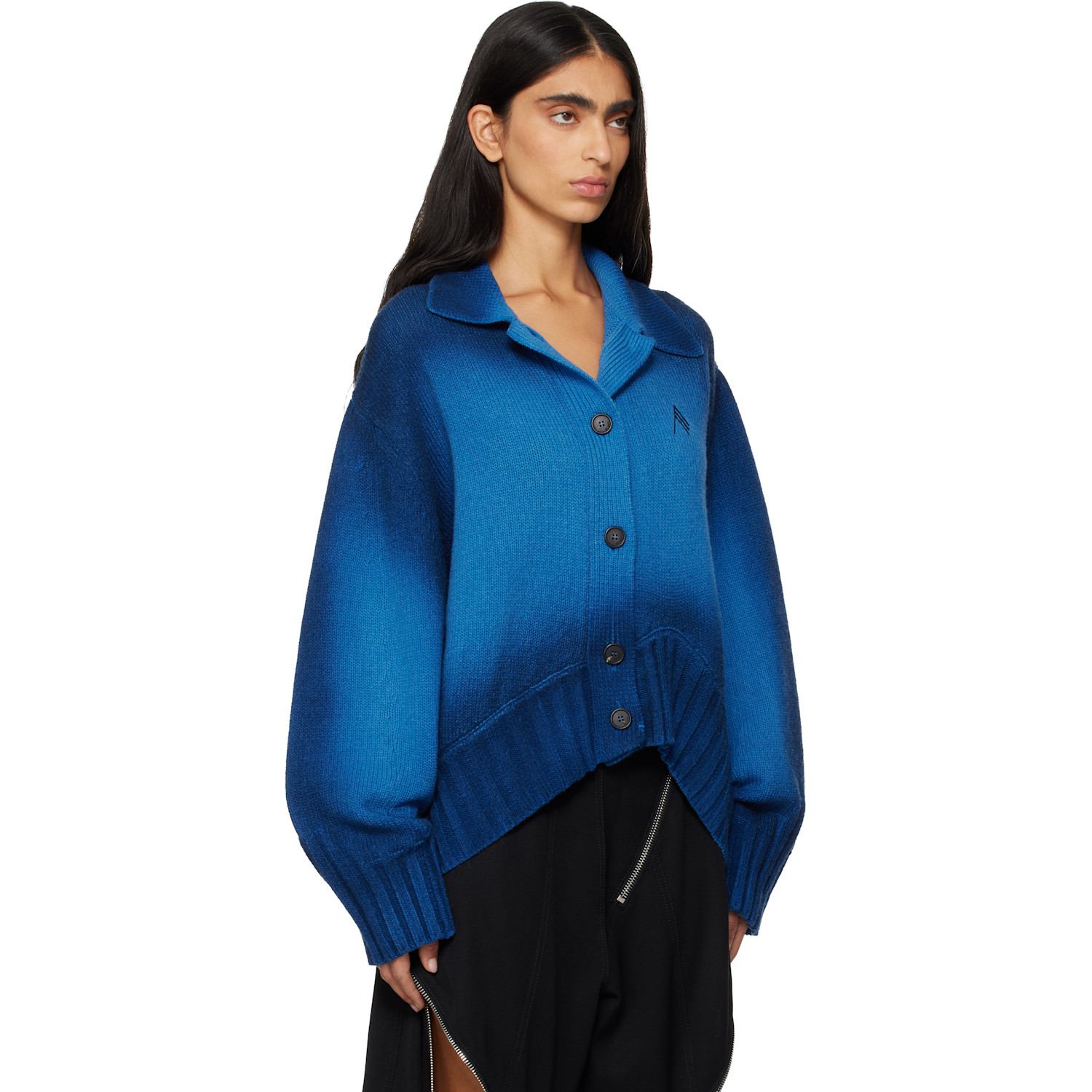  The Attico Blue Sprayed Wool Cashmere Cardigan 
