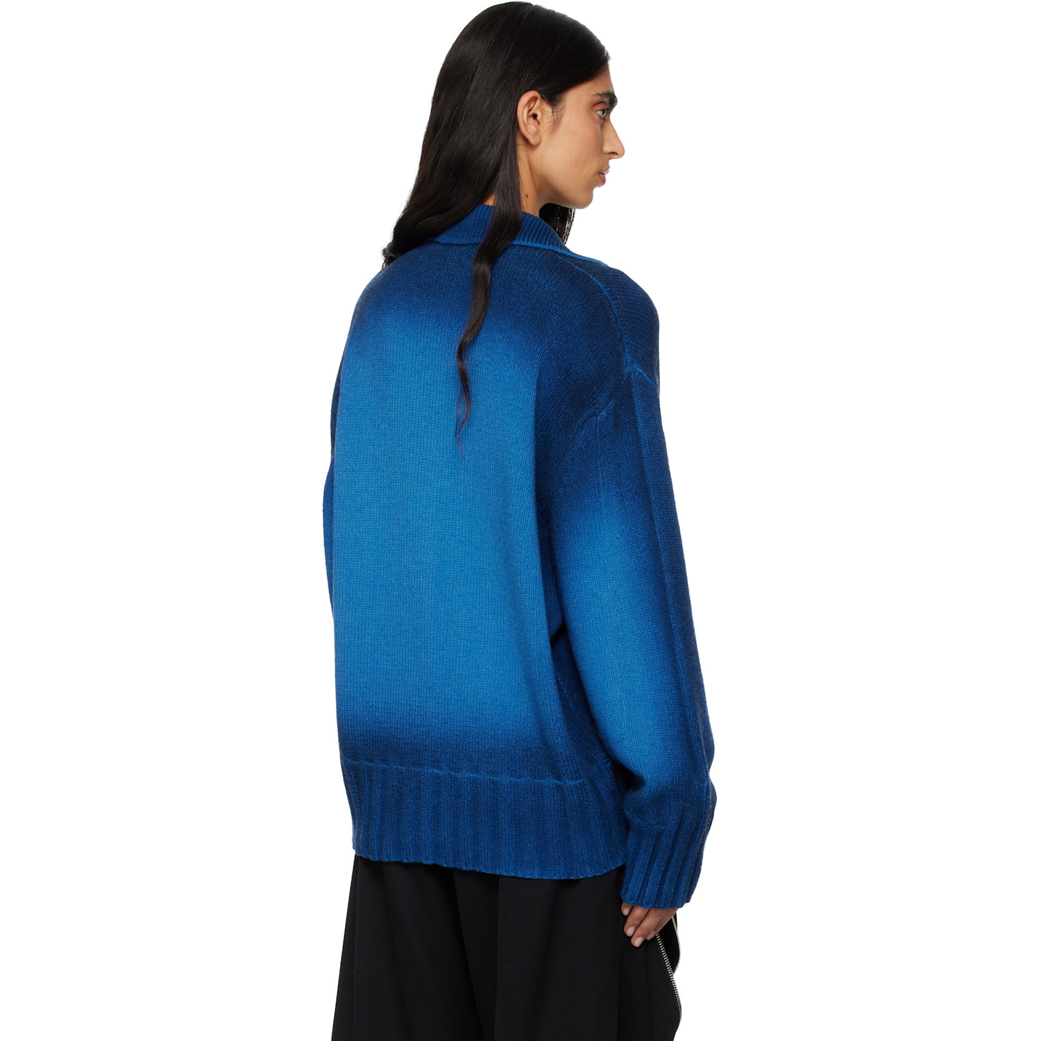  The Attico Blue Sprayed Wool Cashmere Cardigan 