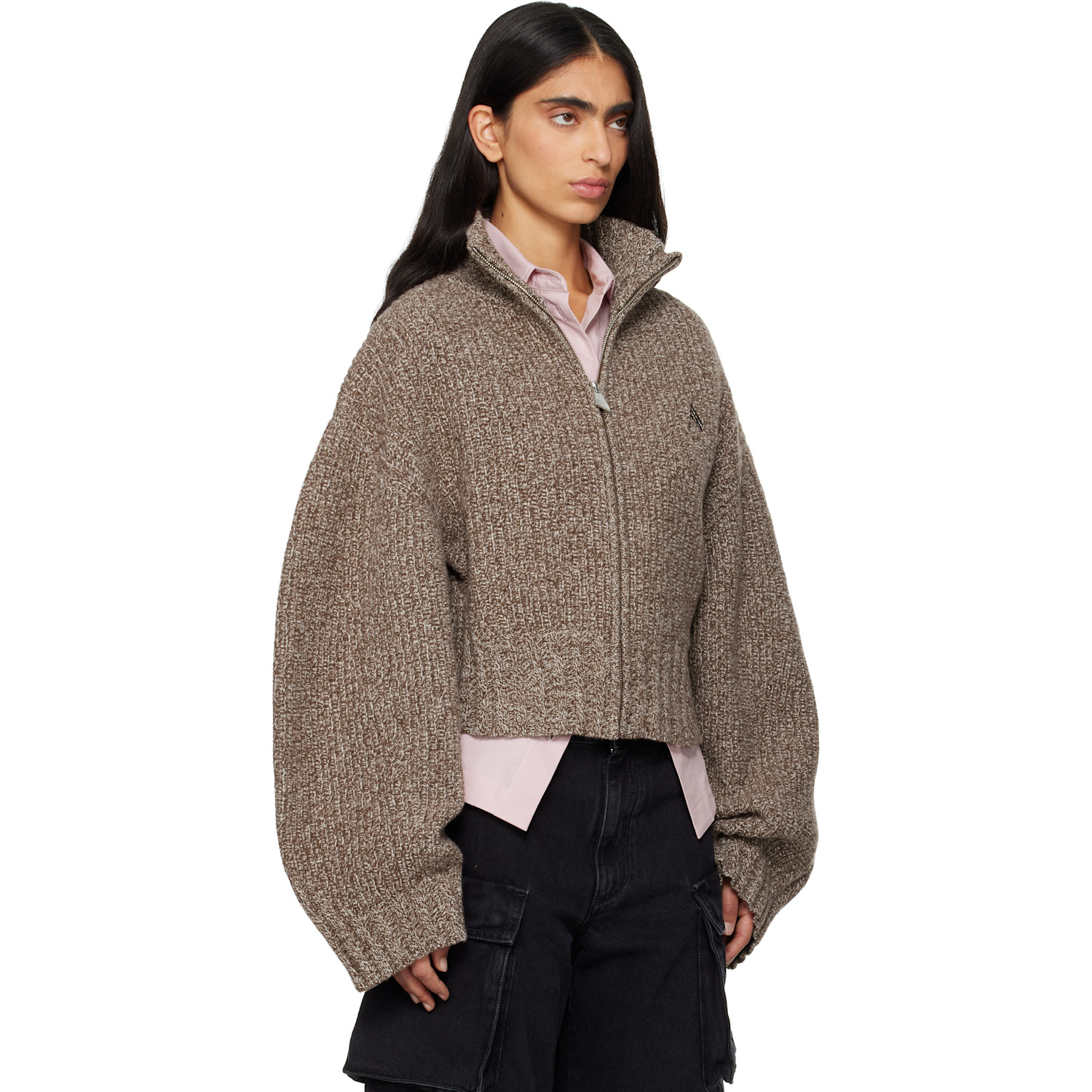  The Attico Brown Wool Cashmere Cardigan 
