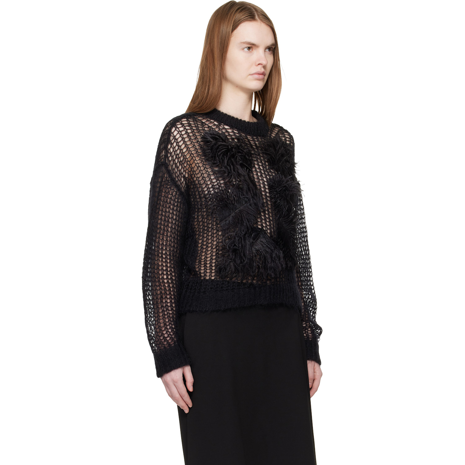  The Attico Black Light Mohair Feather Sweater 