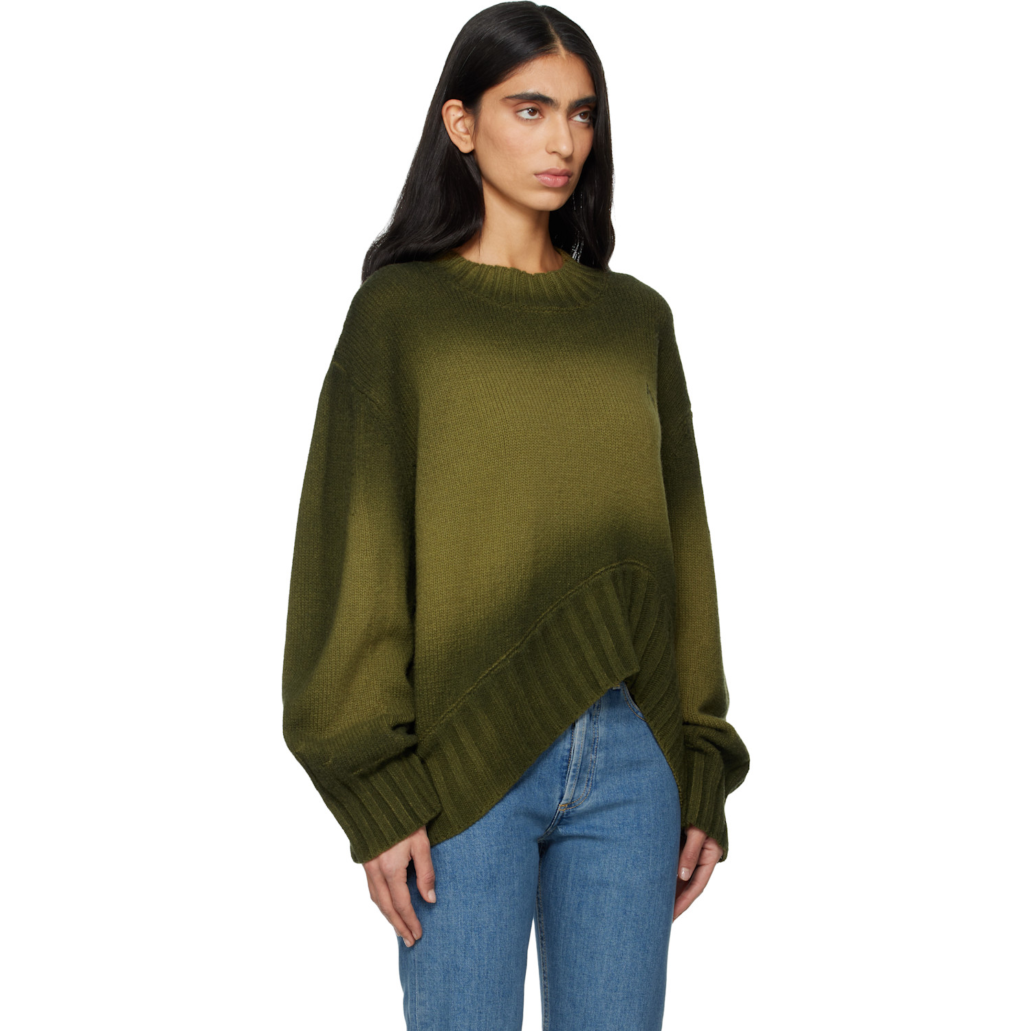  The Attico Green Sprayed Wool Cashmere Sweater 