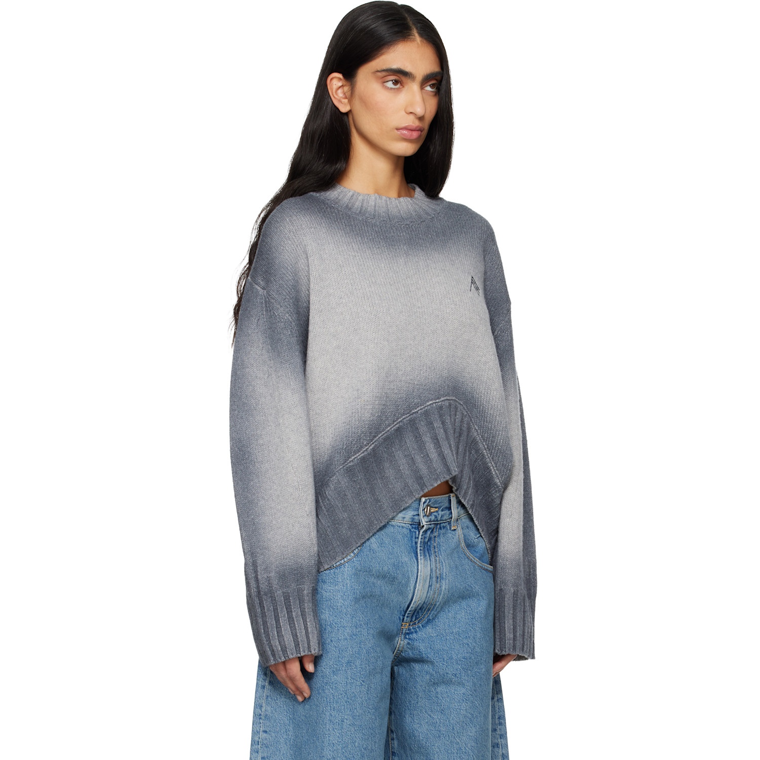  The Attico Gray Sprayed Wool Cashmere Sweater 