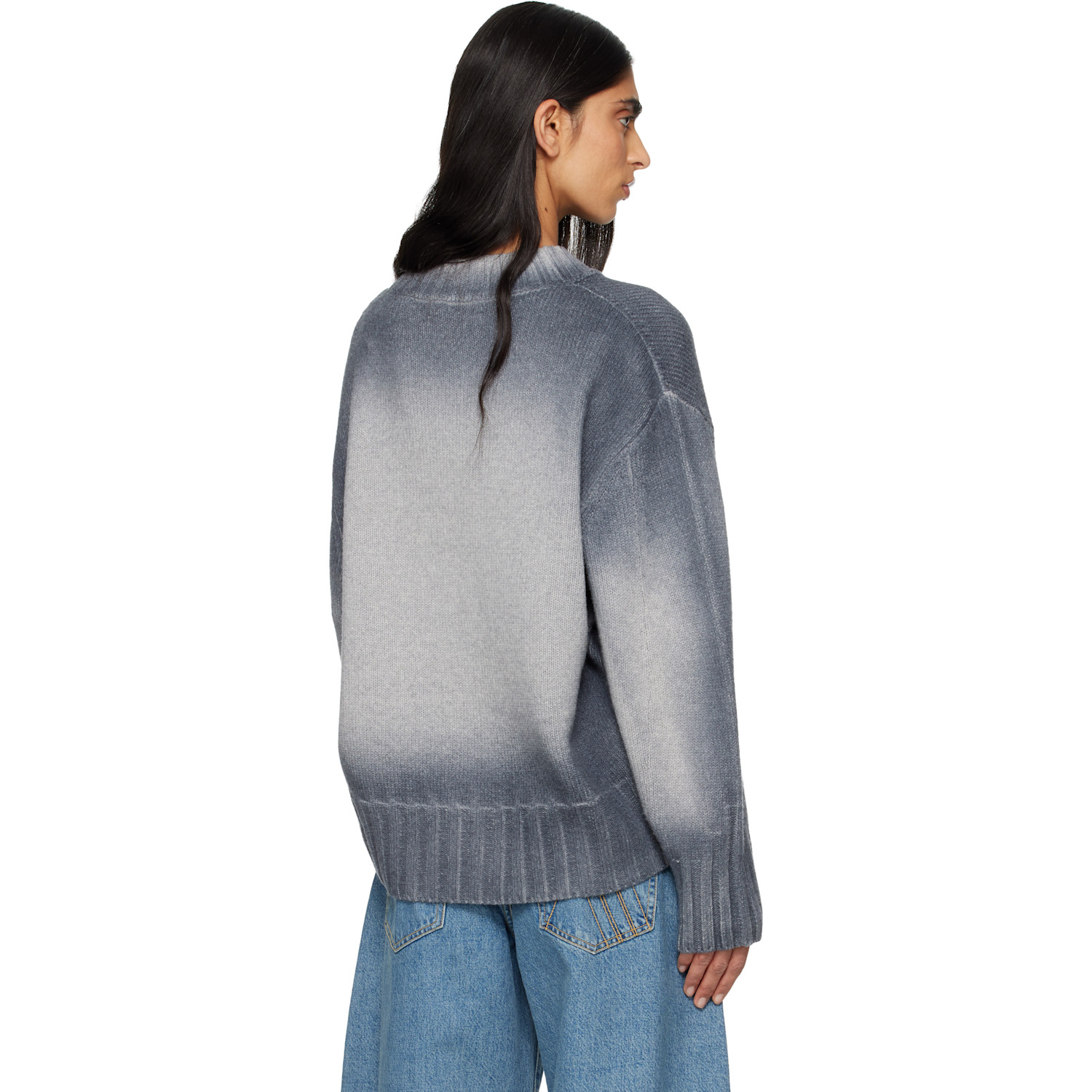  The Attico Gray Sprayed Wool Cashmere Sweater 