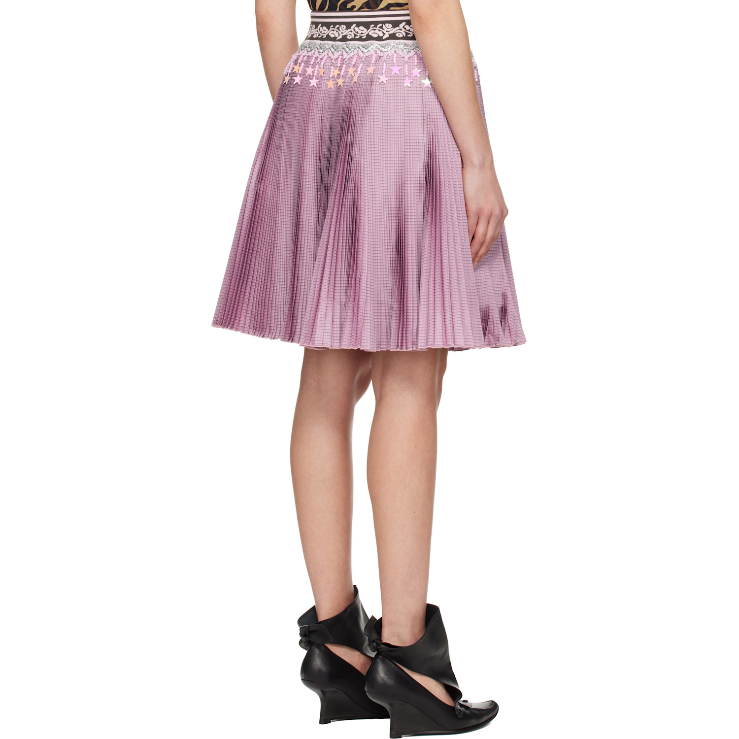  Chopova Lowena Pink Stacey Knitted Pleated Midi Skirt 