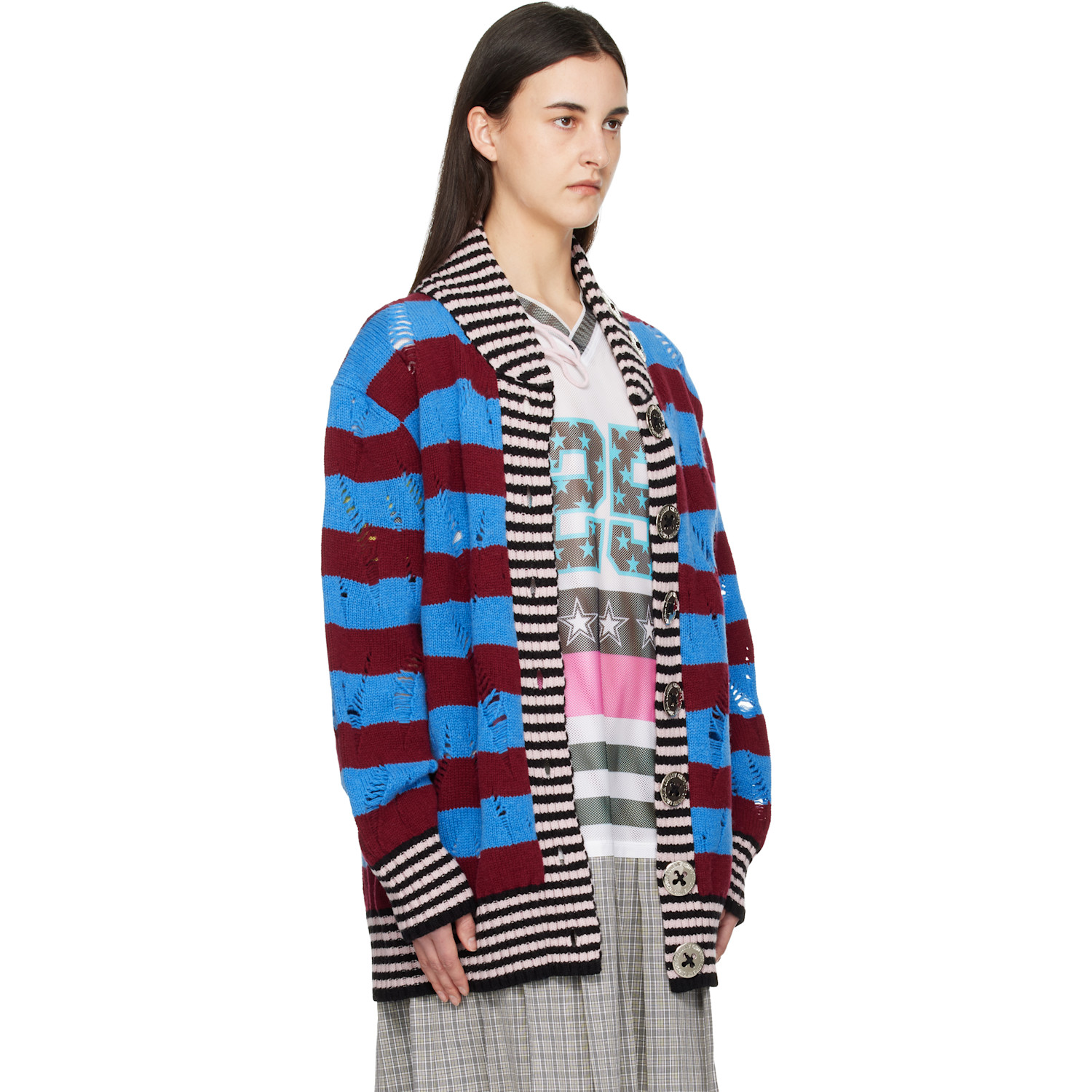  Chopova Lowena Multicolor Letterman Blue Cardigan 