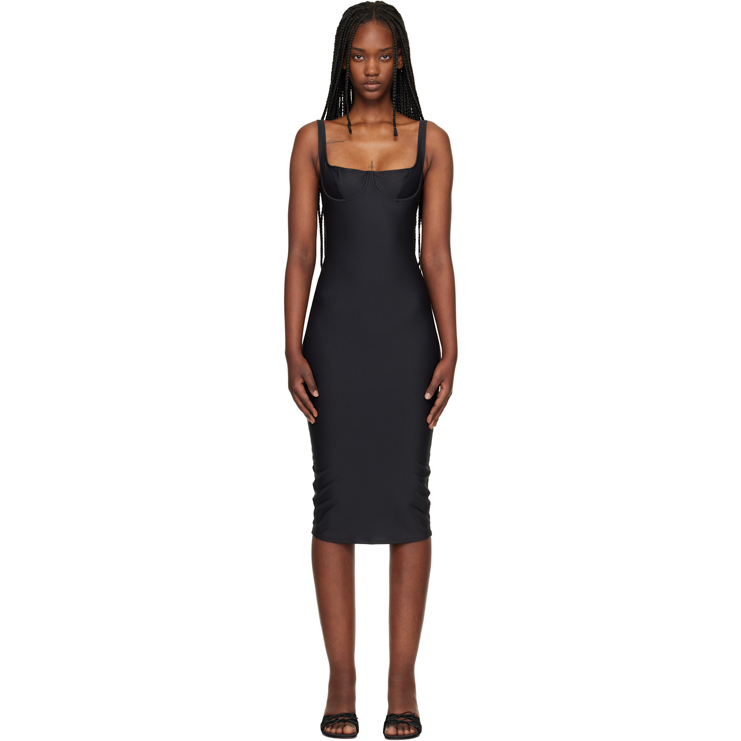 SKIMS Black Soft Lounge Shimmer Long Sleeve Maxi Dress | Smart Closet