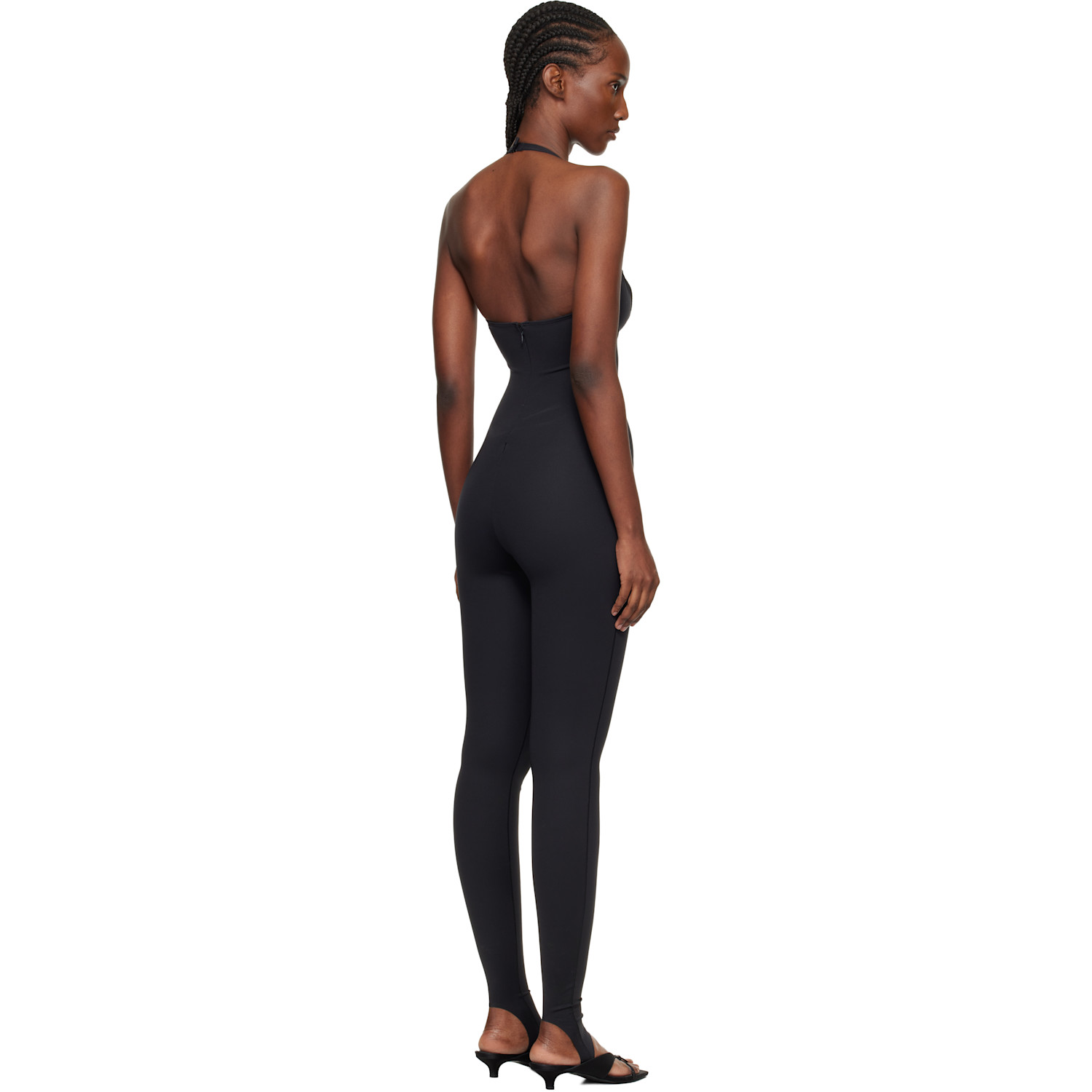  Skims Black Skims Body Halter Stirrup Unitard 
