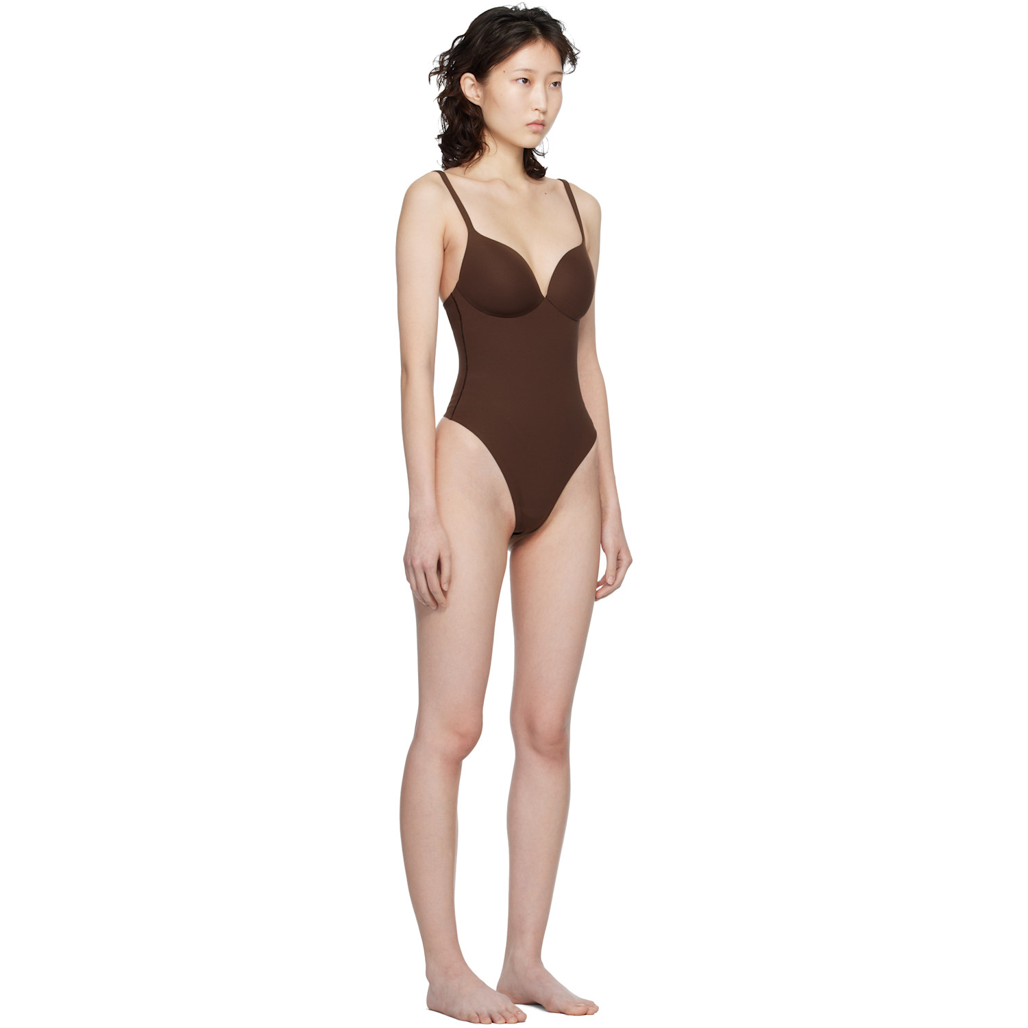  Skims Brown Skims Ultimate Body Push-up Thong Bodysuit 