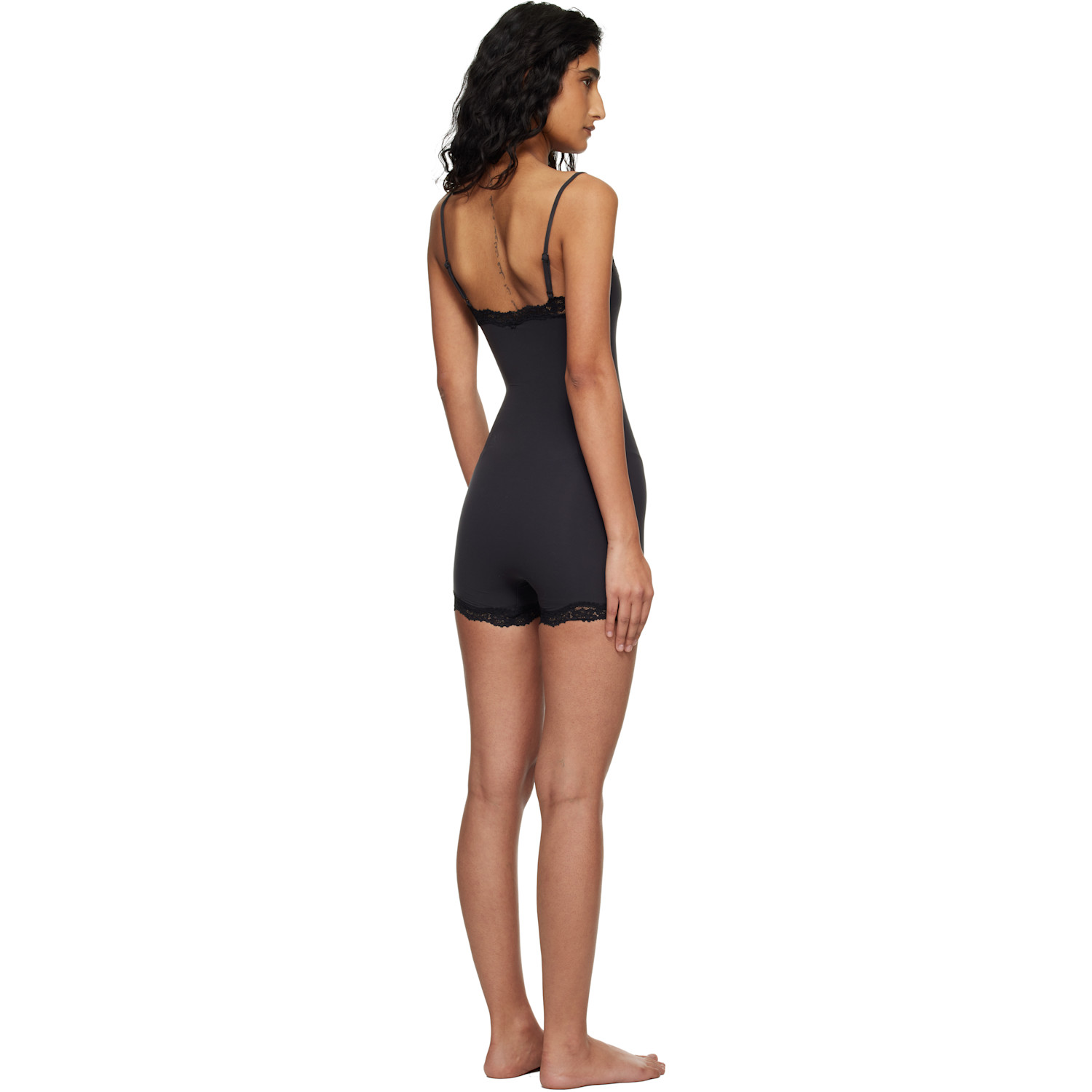 Skims Black Fits Everybody Lace Onesie Romper 