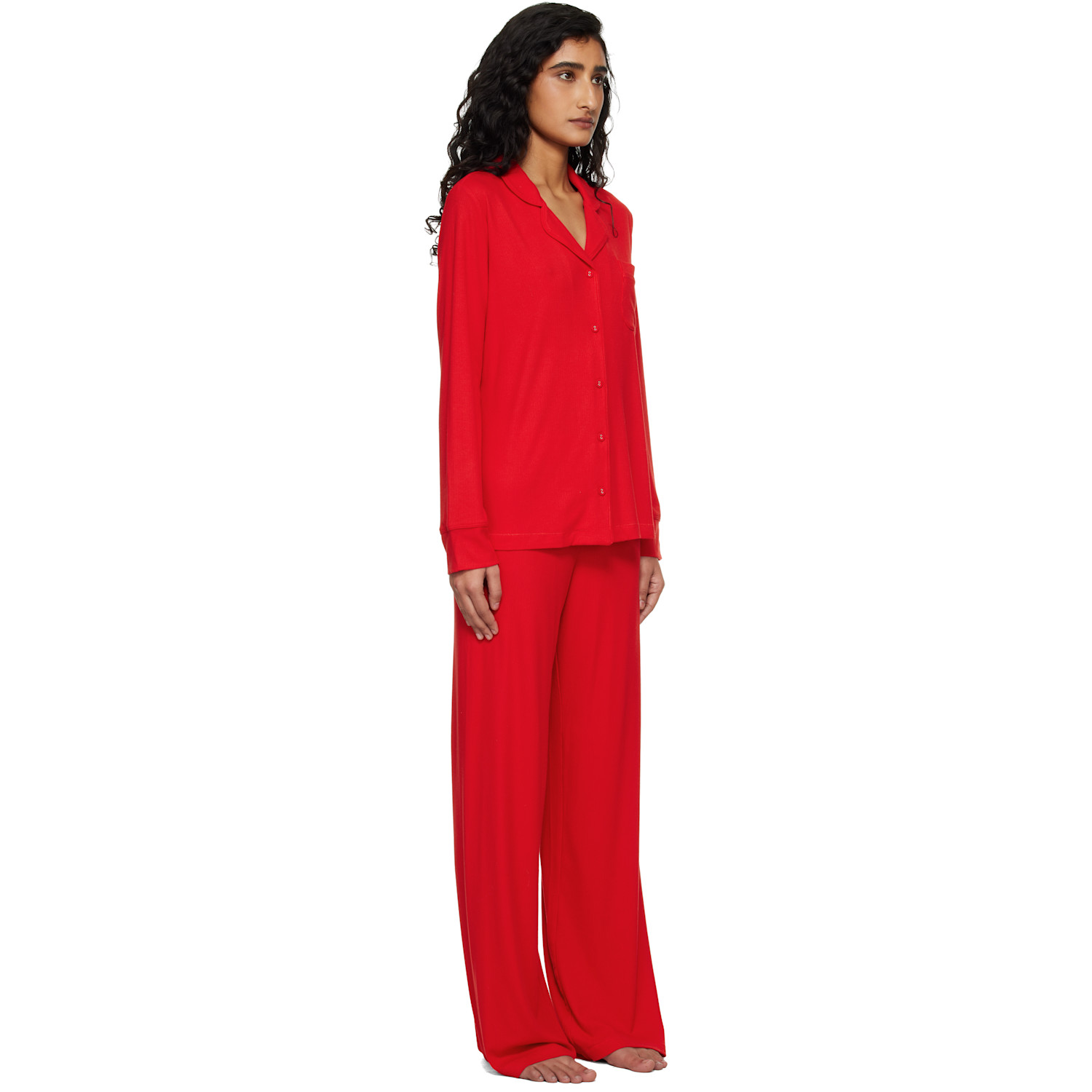  Skims Red Soft Lounge Sleep Pyjama Set 