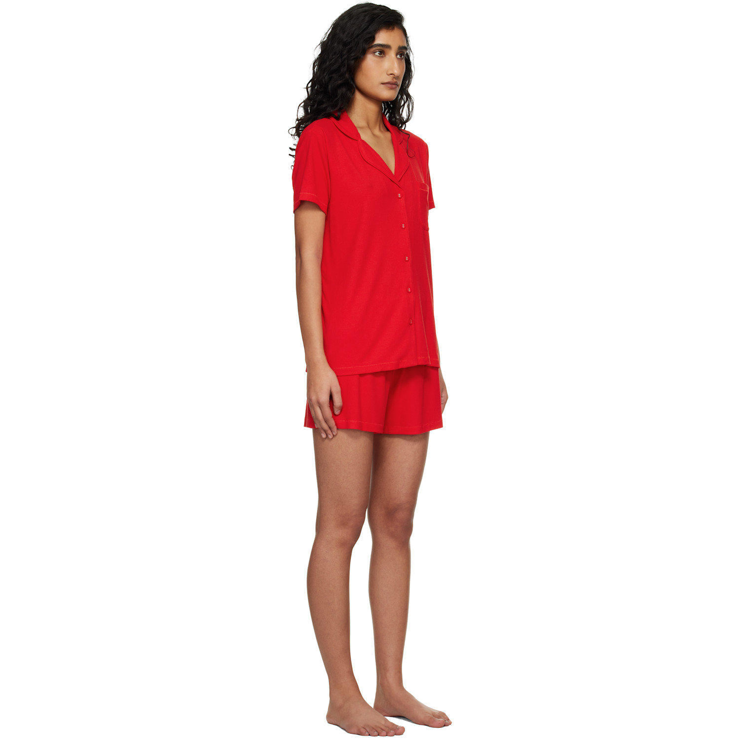  Skims Red Soft Lounge Short Sleep Pyjama Set 