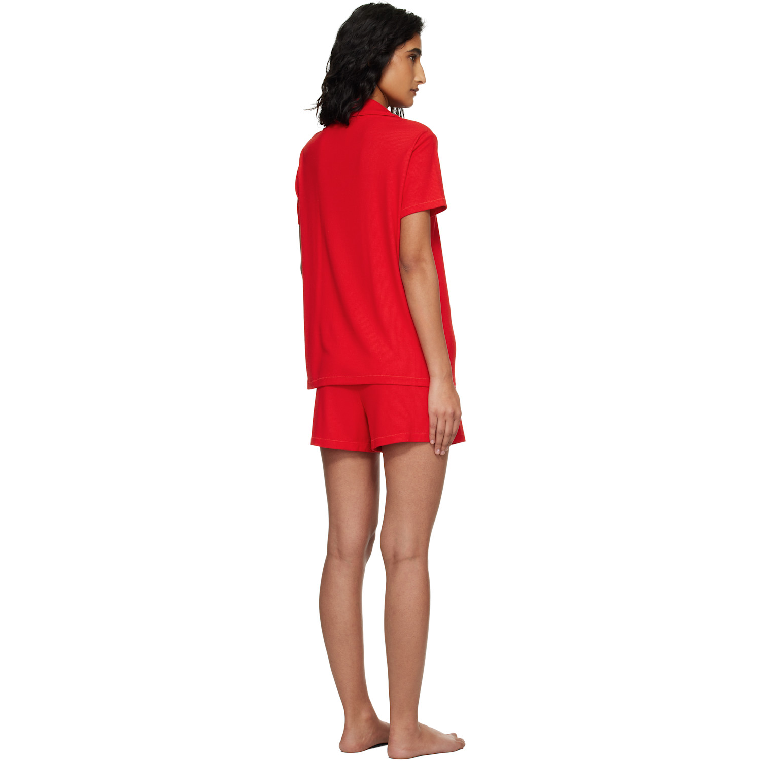  Skims Red Soft Lounge Short Sleep Pyjama Set 