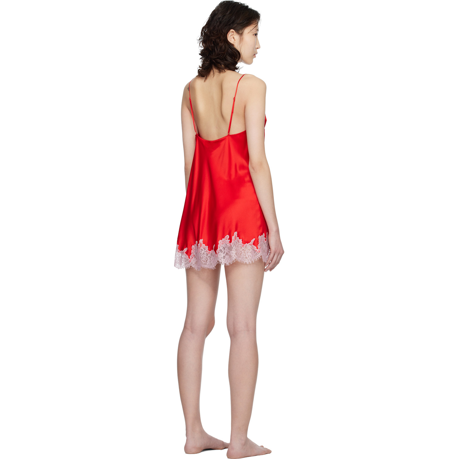  Skims Red Silk Lace Mini Slip 