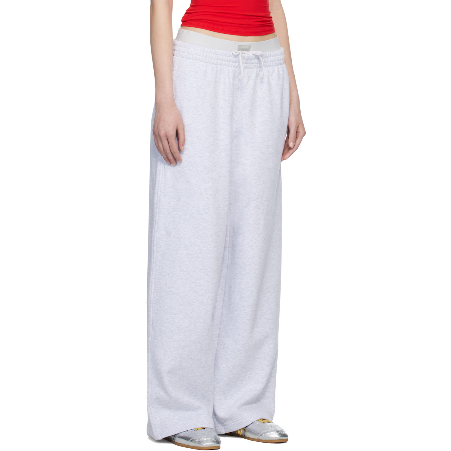  Skims Gray Cotton Fleece Oversized Double Waist Sweatpants 