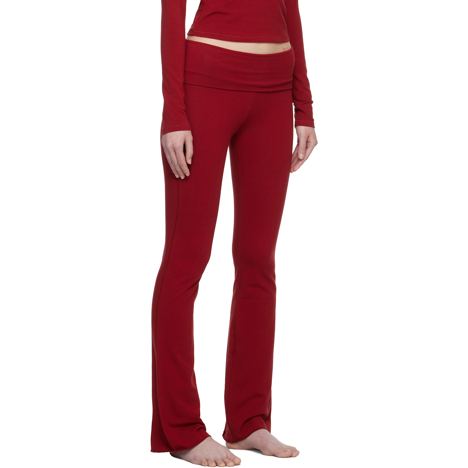  Skims Red Cotton Jersey Foldover Leggings 