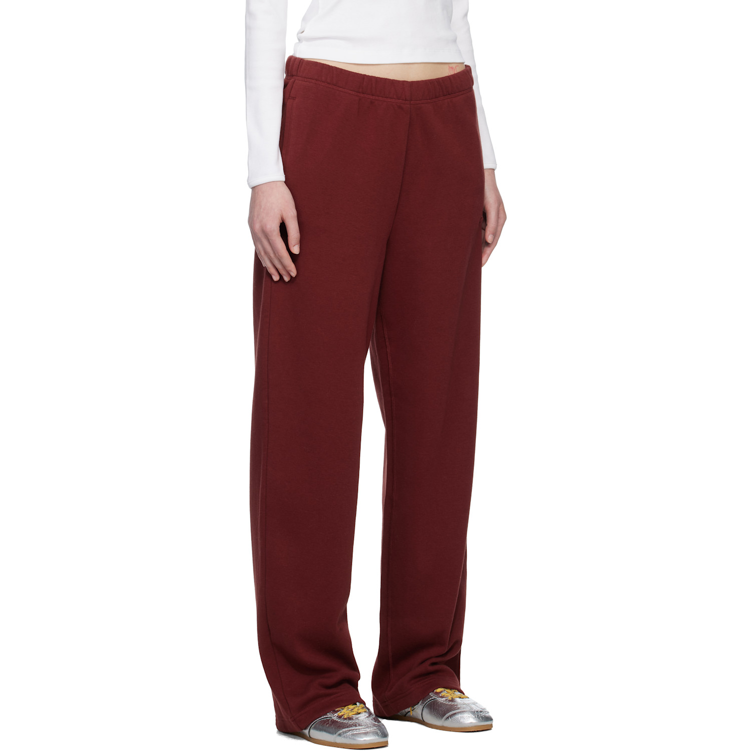  Skims Red Cotton Fleece Classic Straight Leg Sweatpants 
