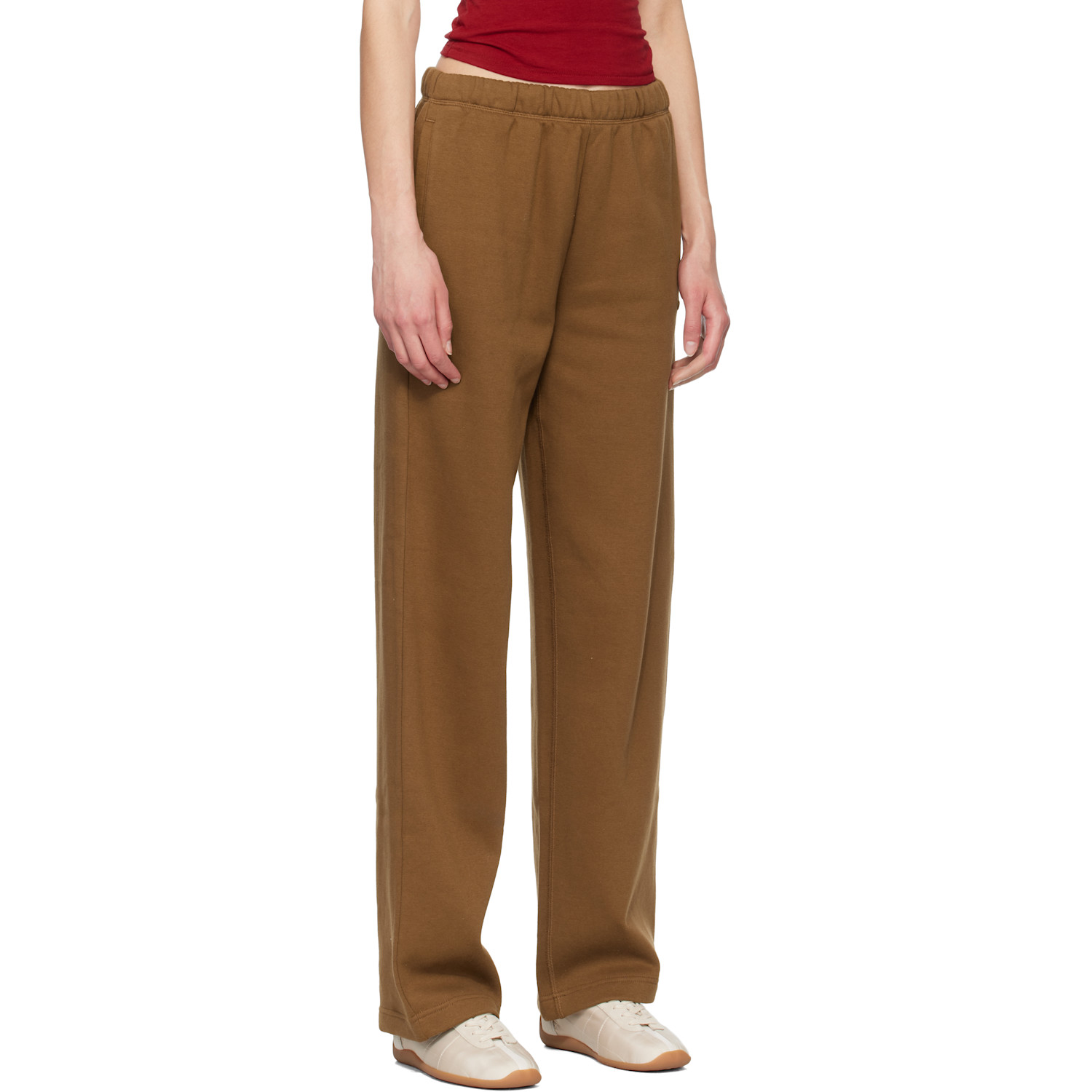  Skims Brown Cotton Fleece Classic Straight Leg Lounge Pants 