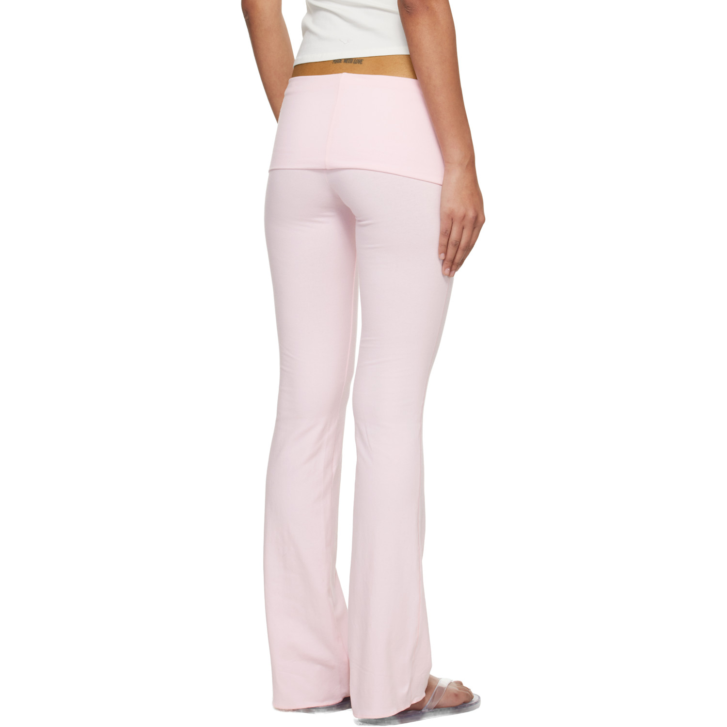  Skims Pink Cotton Jersey Foldover Lounge Pants 