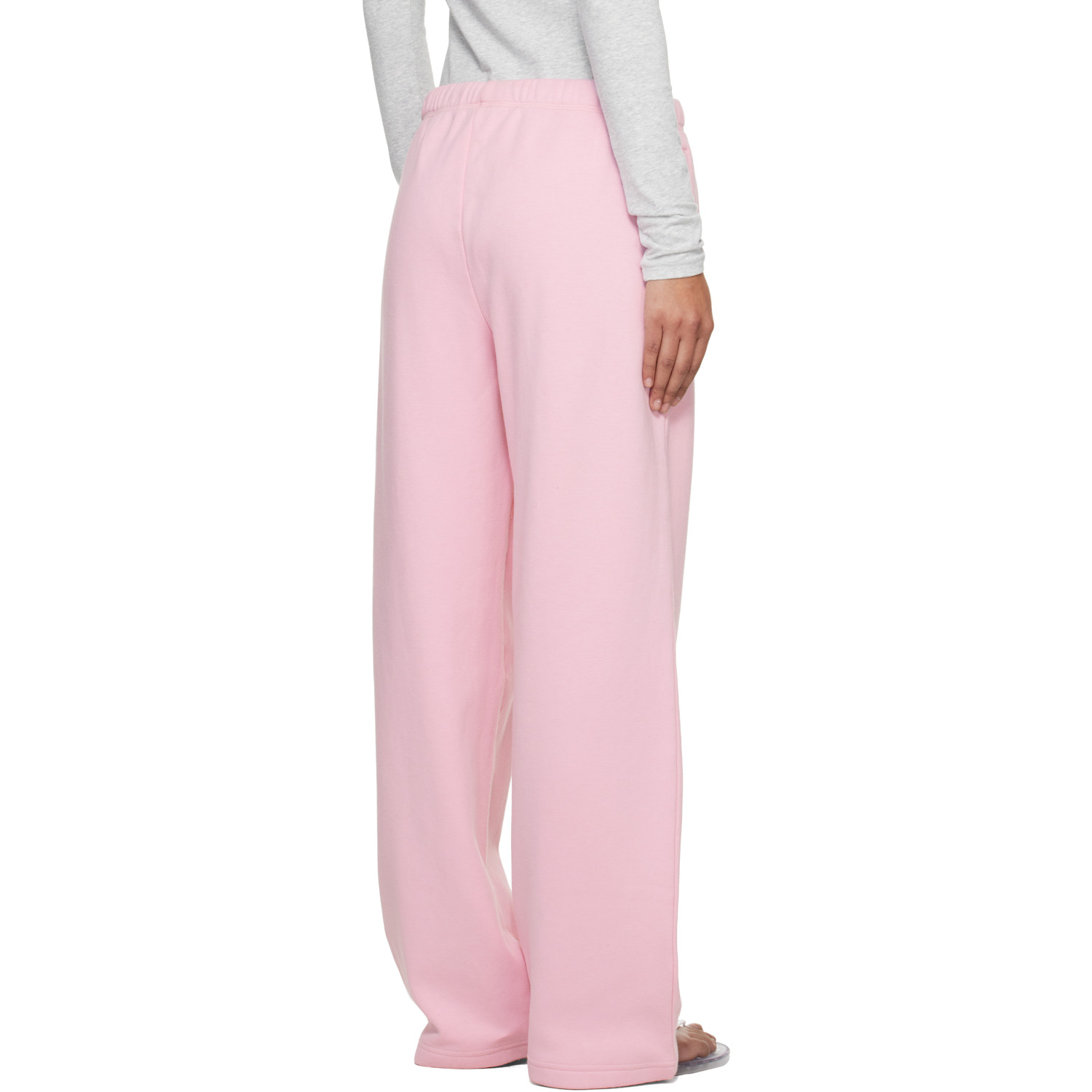  Skims Pink Cotton Fleece Classic Straight Leg Lounge Pants 