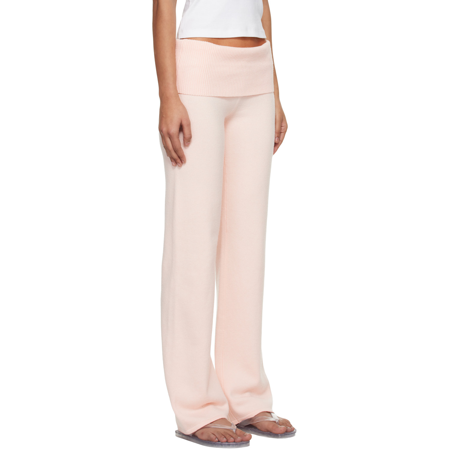 Skims Pink 'sweater Knits' Foldover Lounge Pants 