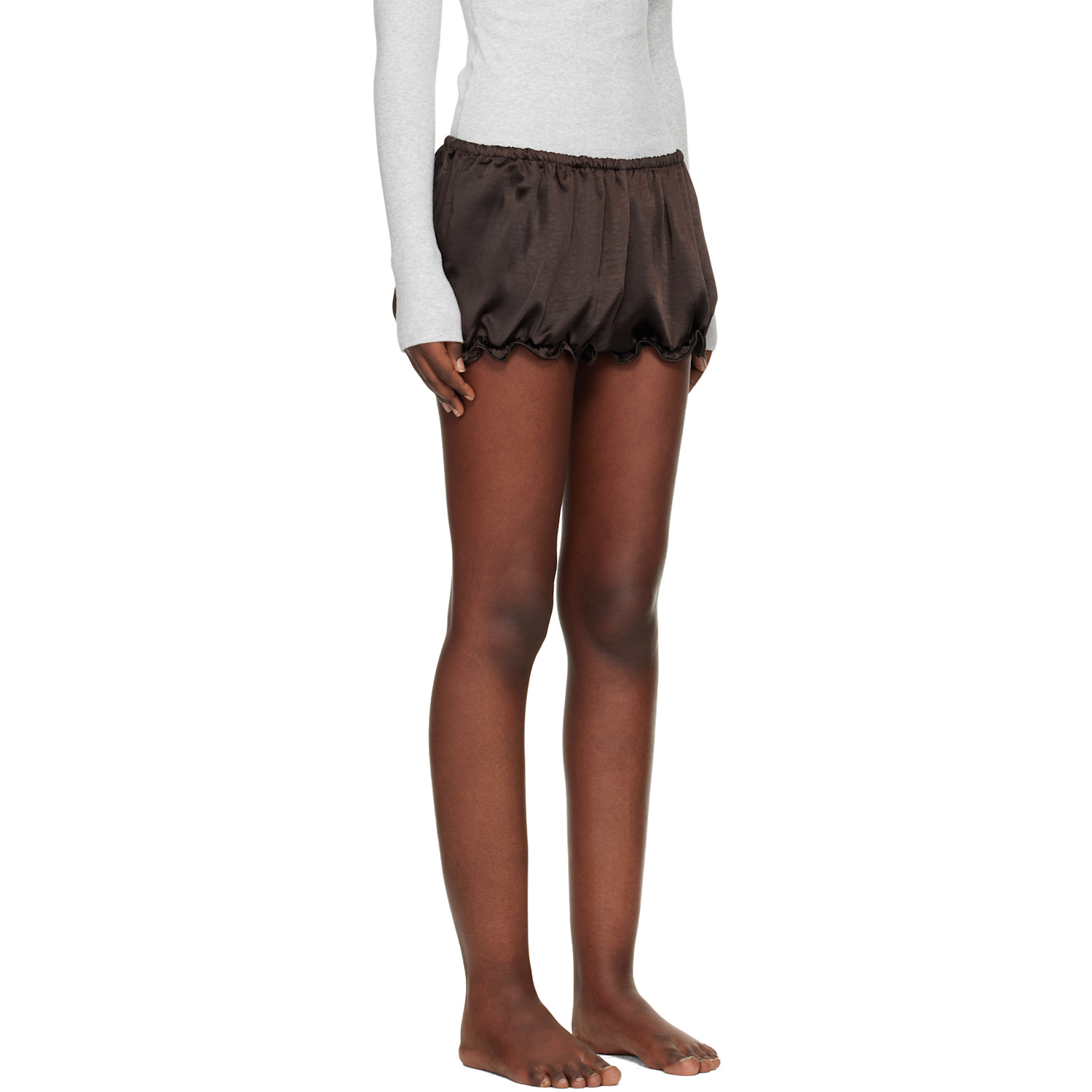  Skims Brown Lightweight Satin Bloomer Shorts 