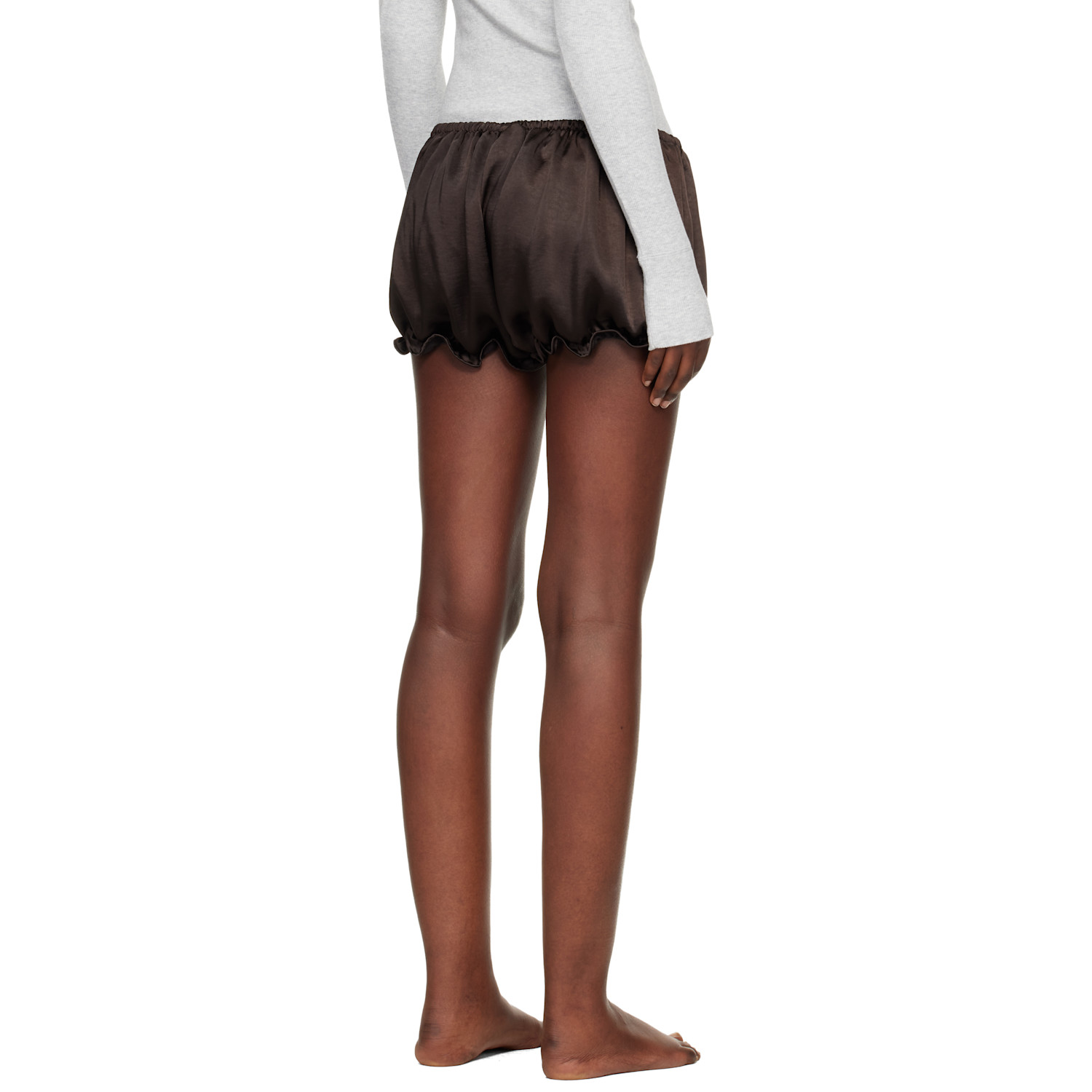  Skims Brown Lightweight Satin Bloomer Shorts 