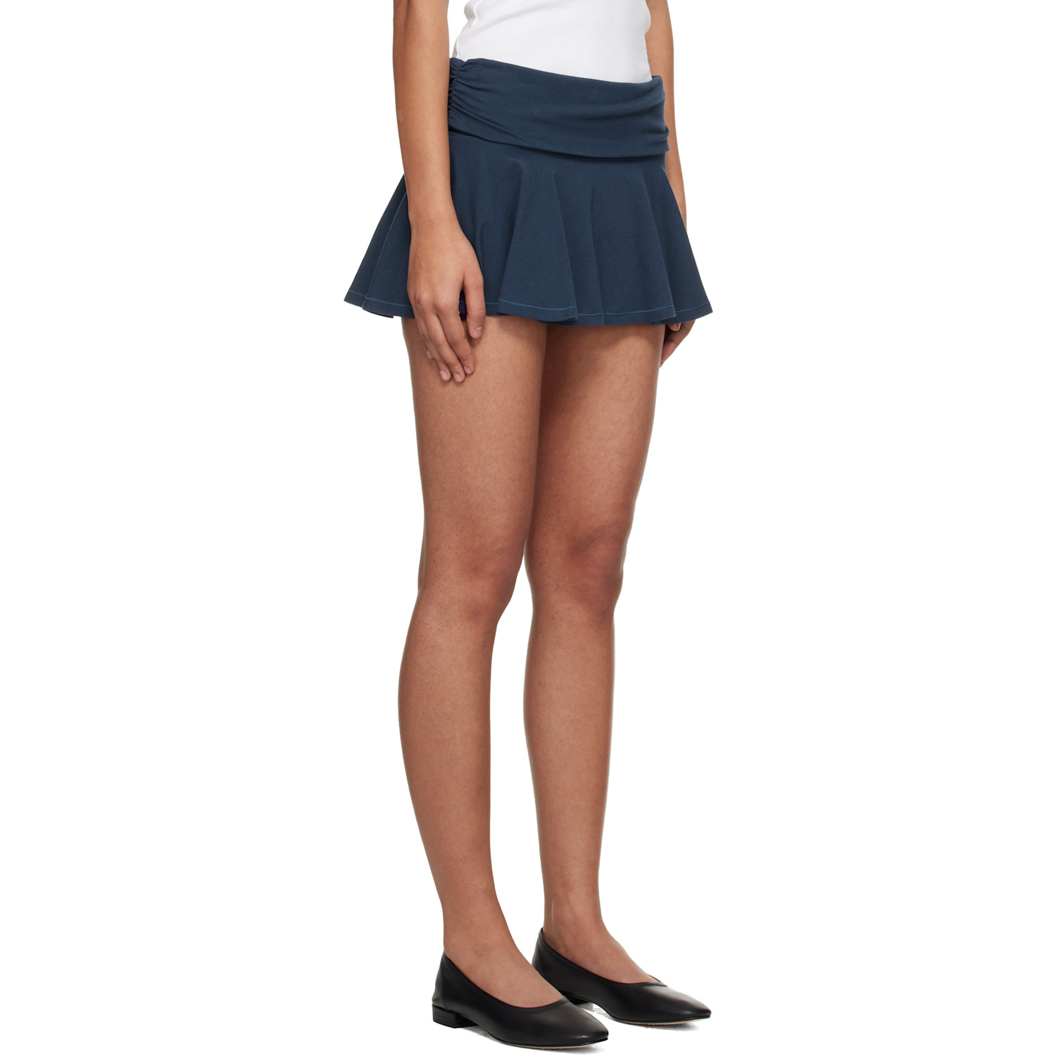  Skims Navy Cotton Jersey Foldover Mini Skort 
