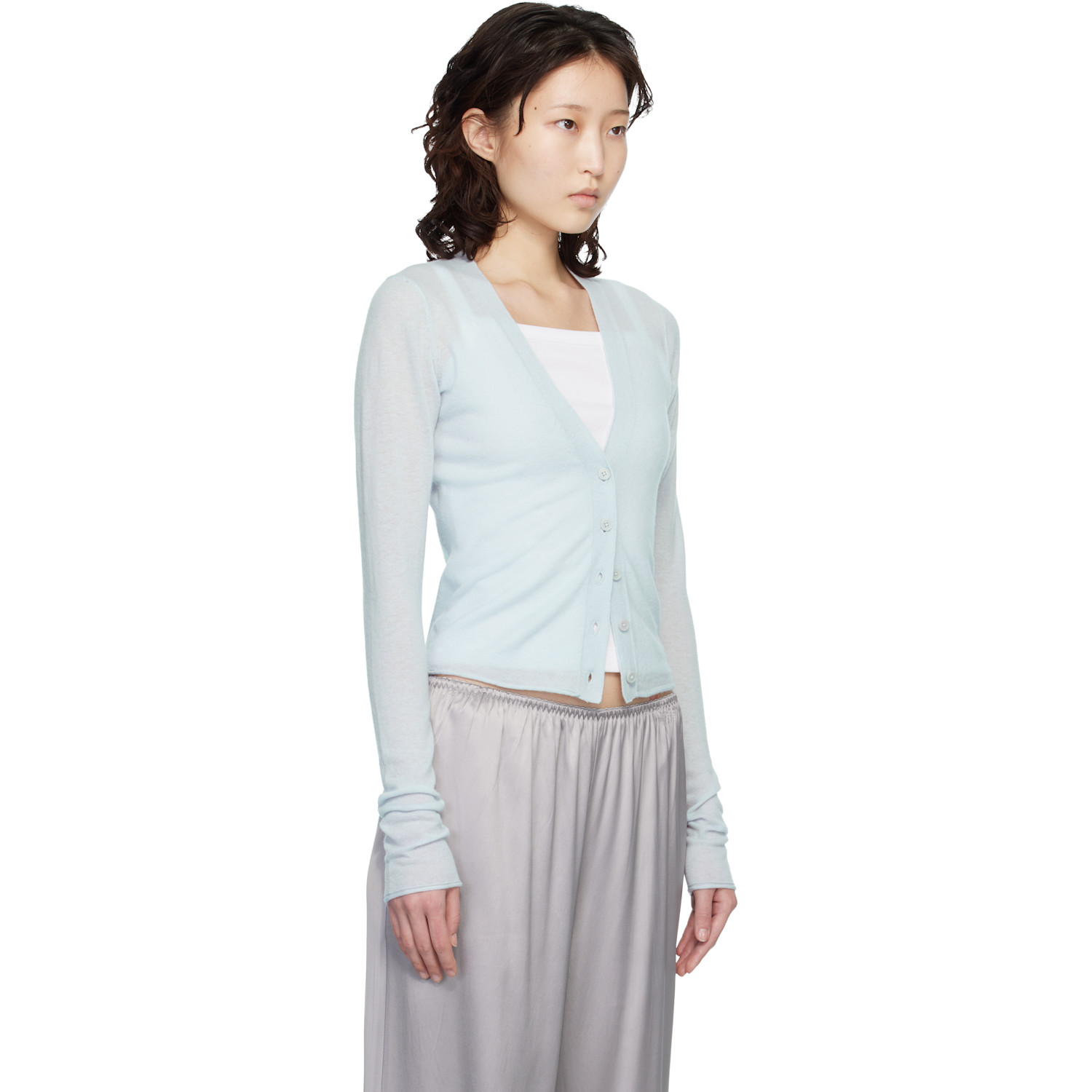  Skims Blue Featherweight Cashmere Cardigan 