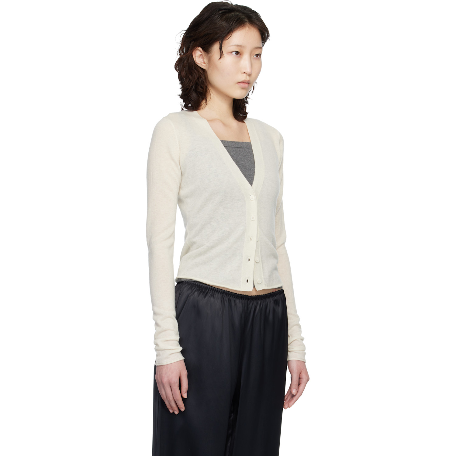  Skims Off-white Featherweight Cashmere Cardigan 