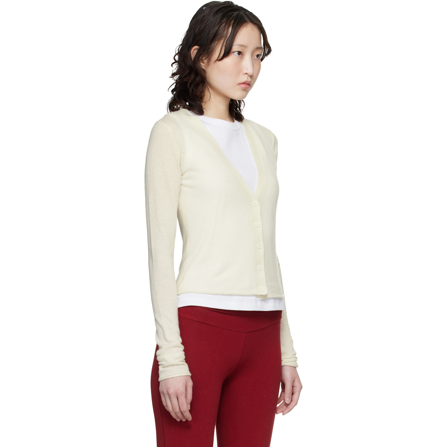  Skims Off-white Featherweight Cashmere Cardigan 
